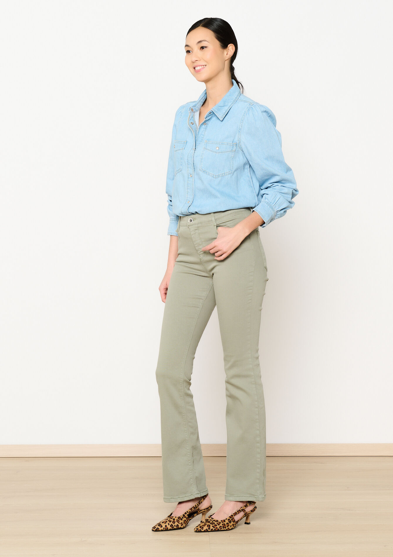 Pantalon bootcut multitaille, Pantalon bootcut multitaille - KHAKI FADED - 06004571_4326