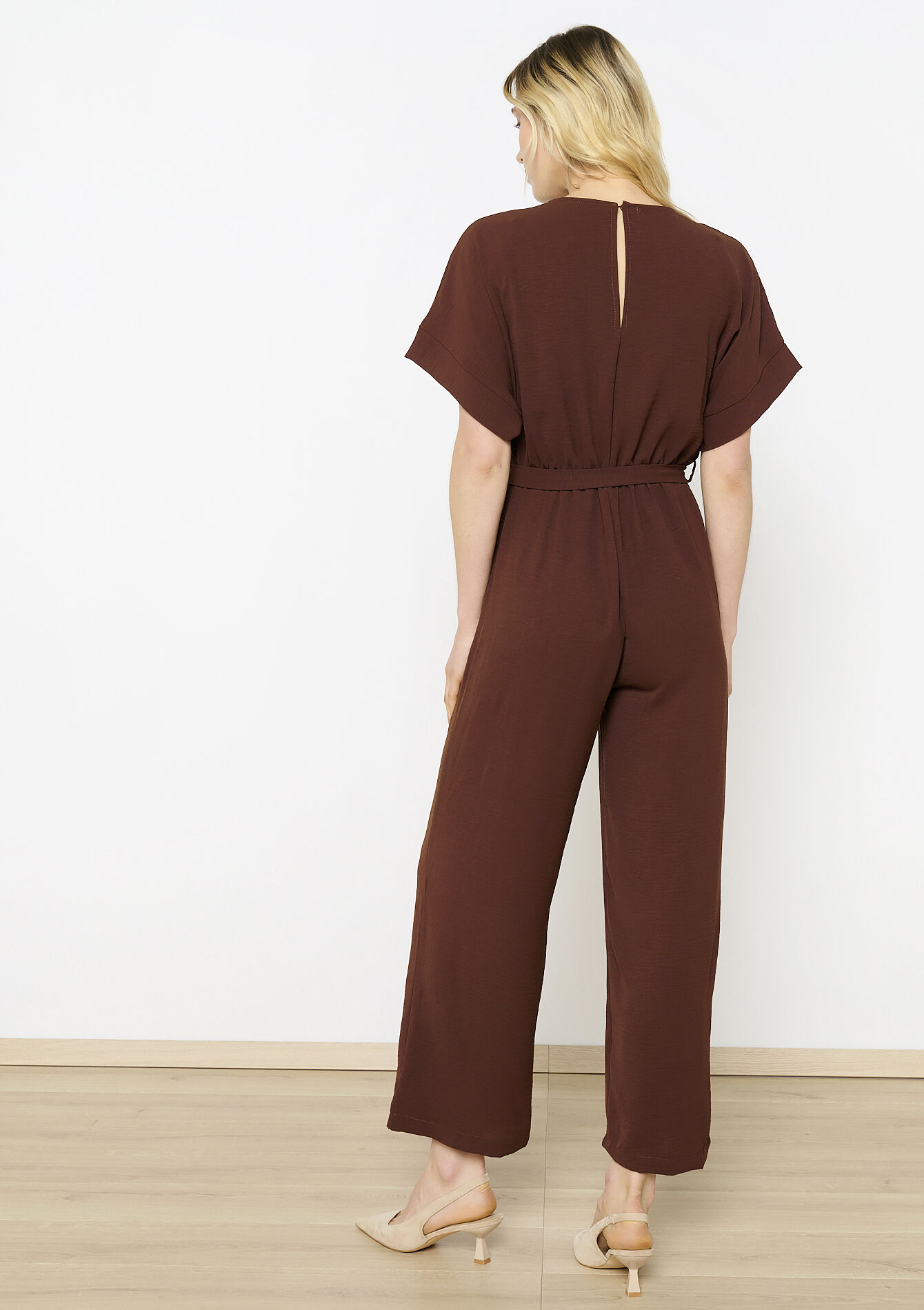 Flowy belted jumpsuit, Flowy belted jumpsuit - BROWN DARK CHOCOLATE - 06004613_3720
