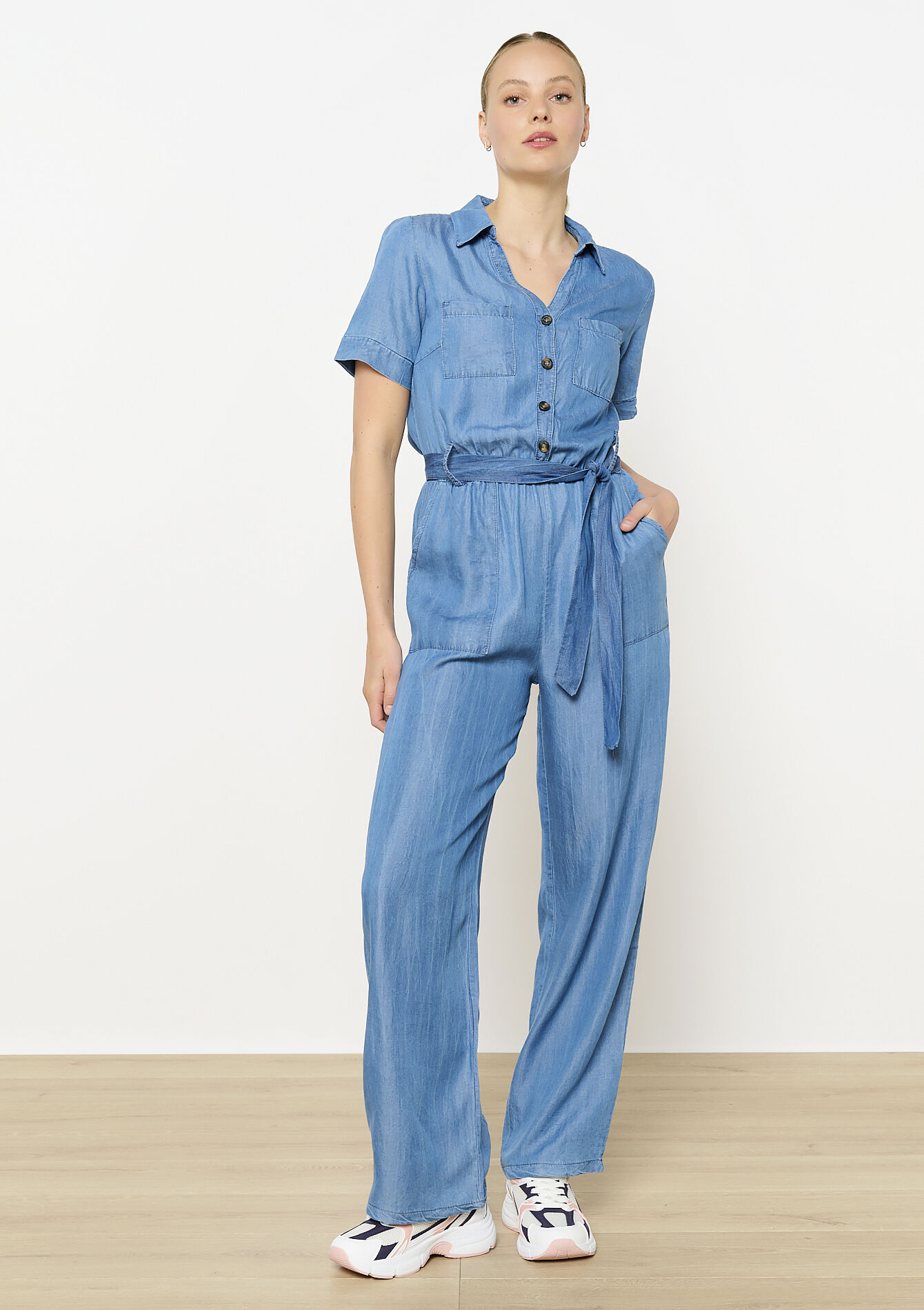 Combinaison fluide ceinturée, undefined - MEDIUM BLUE - undefined