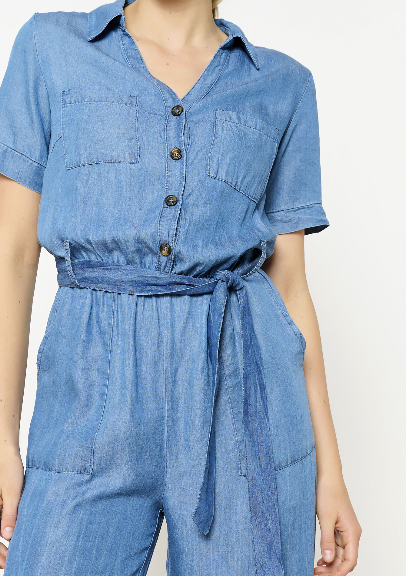 Combinaison fluide ceinturée, undefined - MEDIUM BLUE - undefined