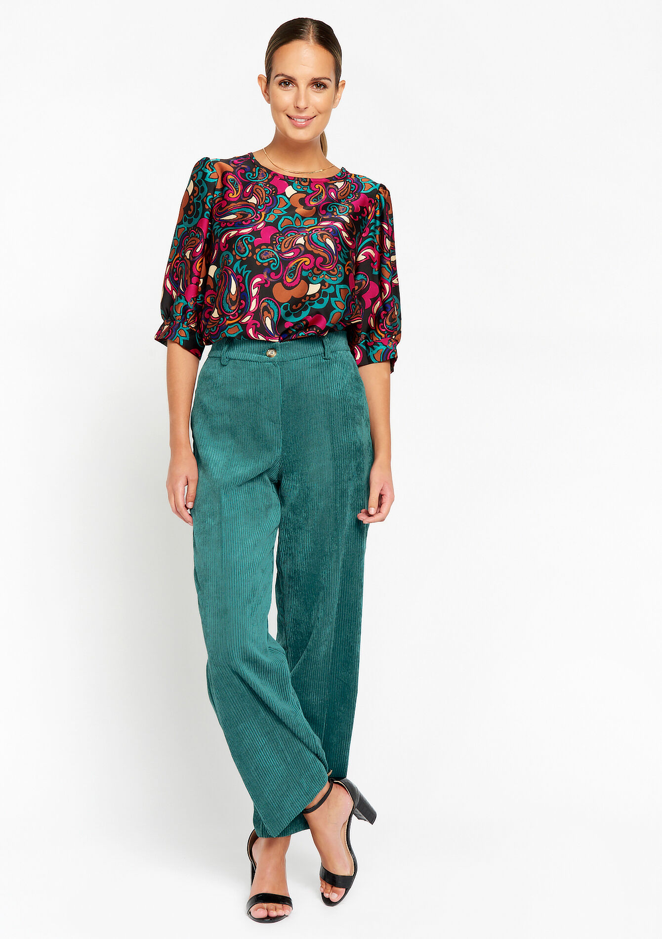 Corduroy broek, Corduroy broek - GREEN EMERALD - 06100557_4511