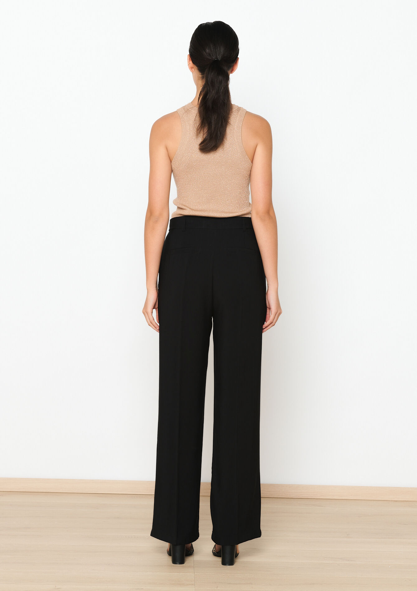 Geklede broek met tencel look, Geklede broek met tencel look - BLACK - 06100604_1119