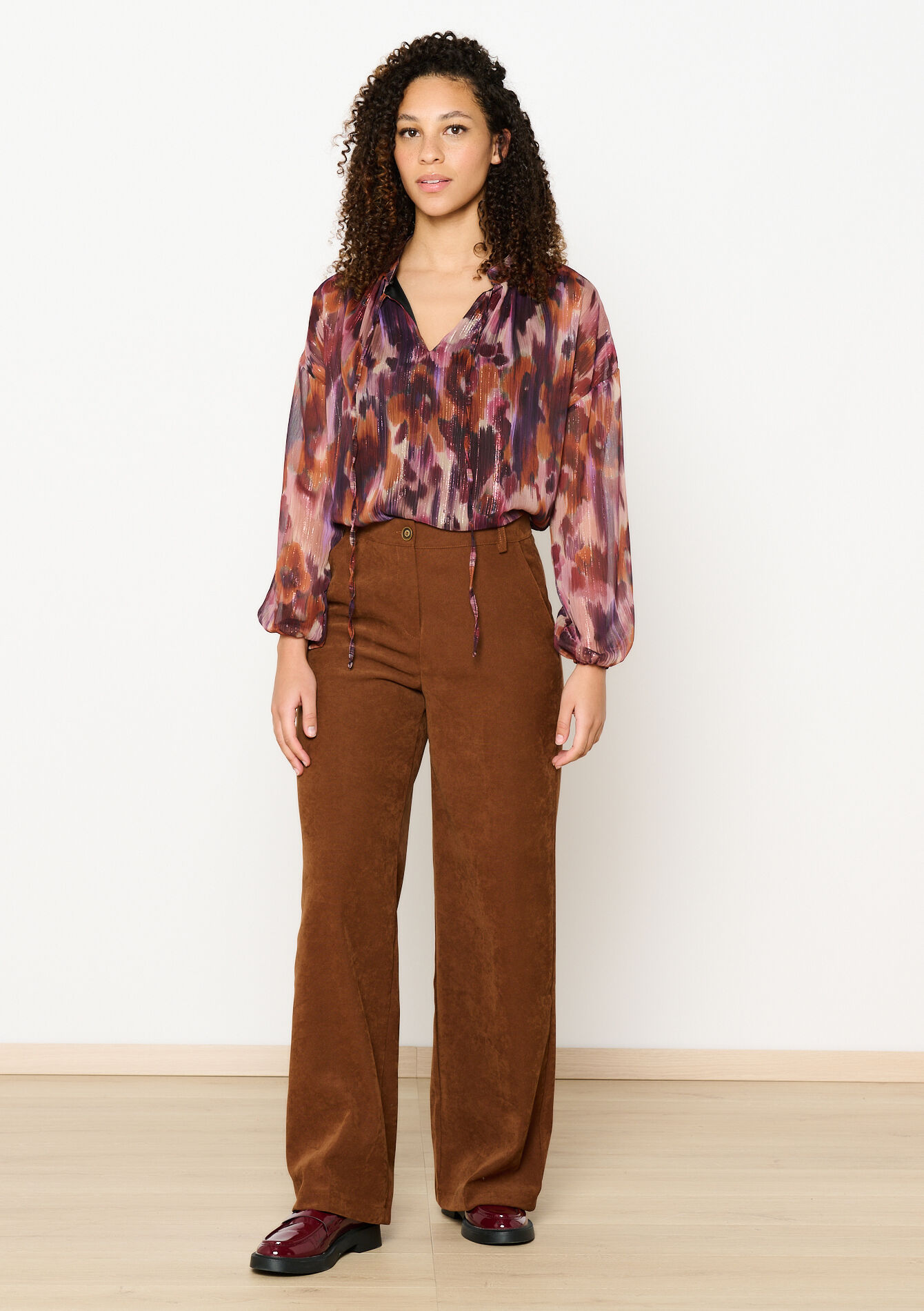 Pantalon évasé avec poches, Pantalon évasé avec poches - BROWN DARK CHOCOLATE - 06100687_3720