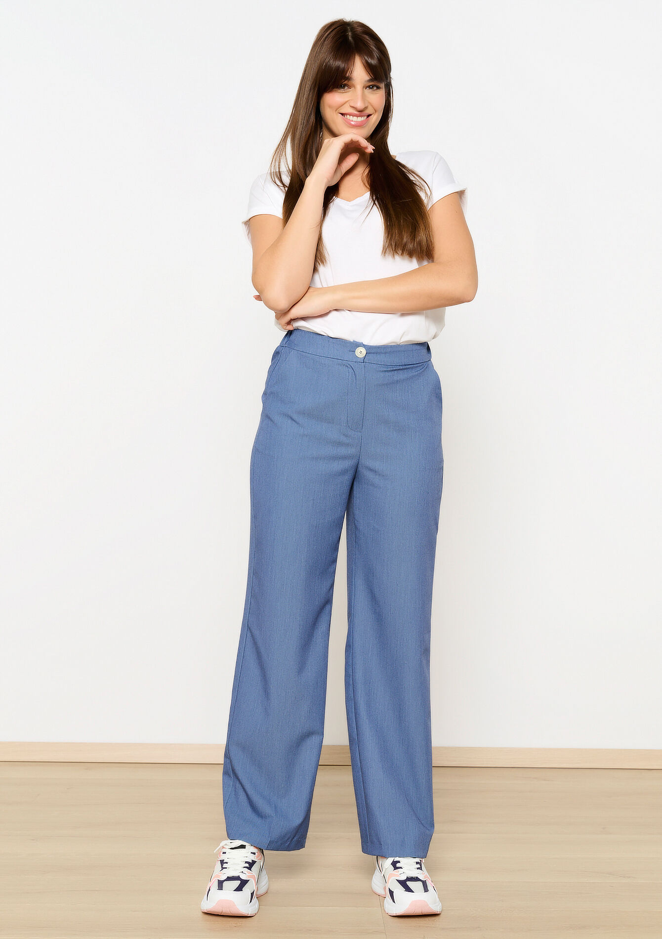 Dress pants with denim look, Dress pants with denim look - BLUE DENIM - 06100698_1638
