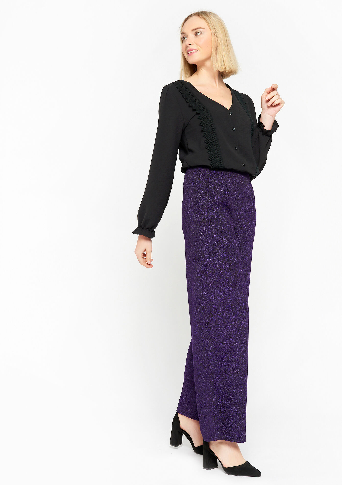 Pantalon en lurex, undefined - PURPLE - undefined