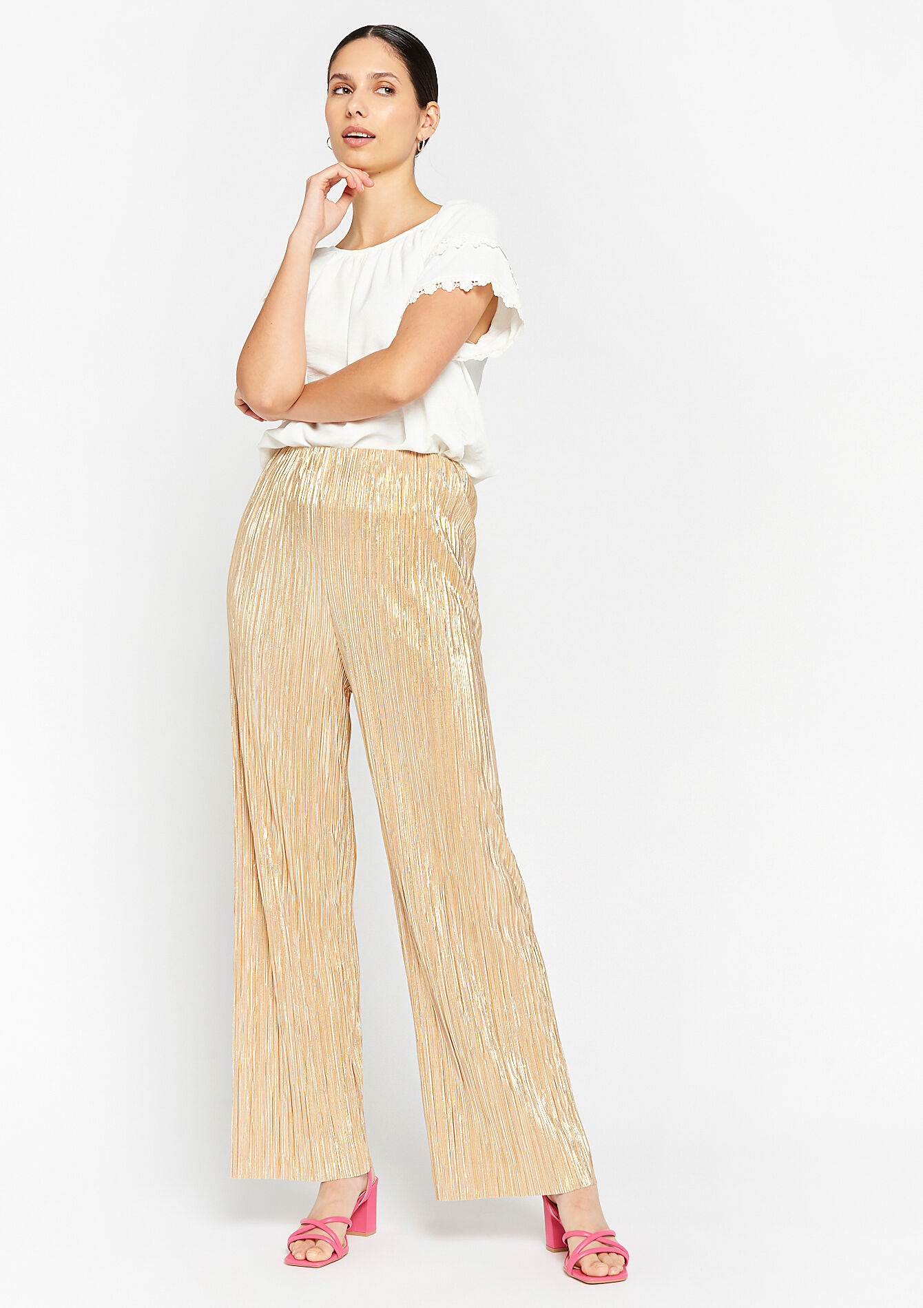 Trousers with micro pleats, Trousers with micro pleats, , back