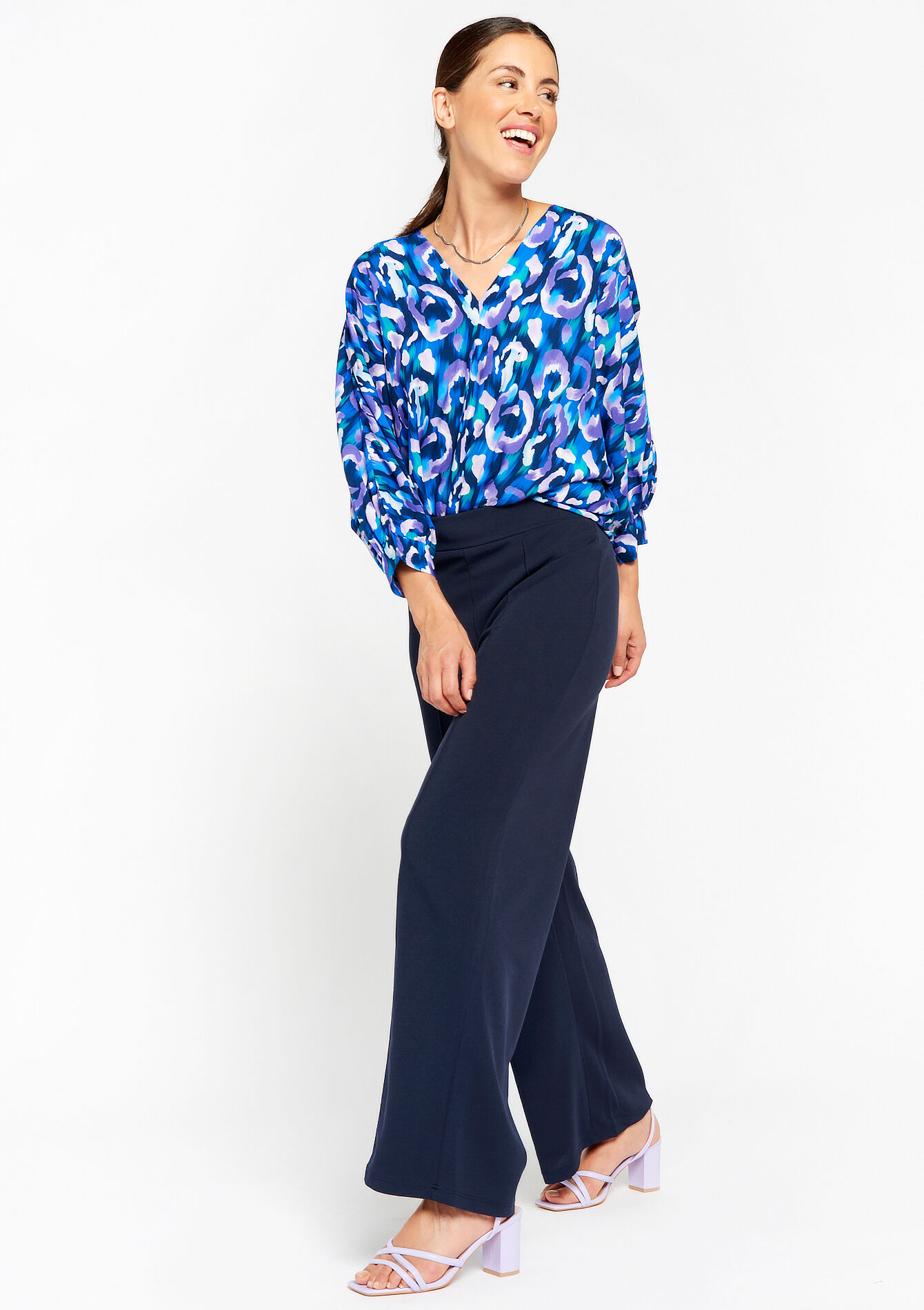 Pantalon évasé, undefined - NAVY BASIC - undefined