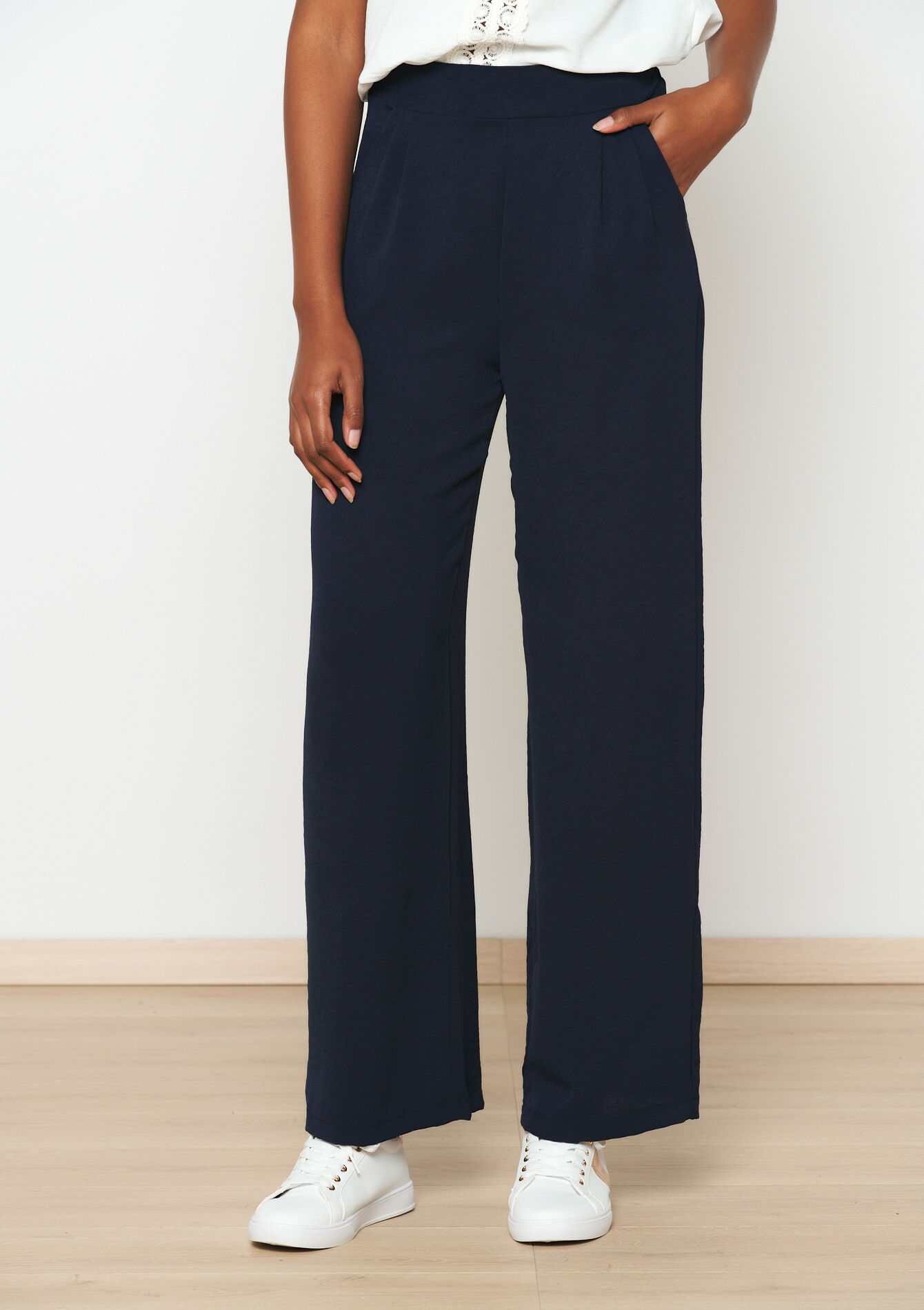 Wijde pantalon, undefined - NAVY BASIC - undefined