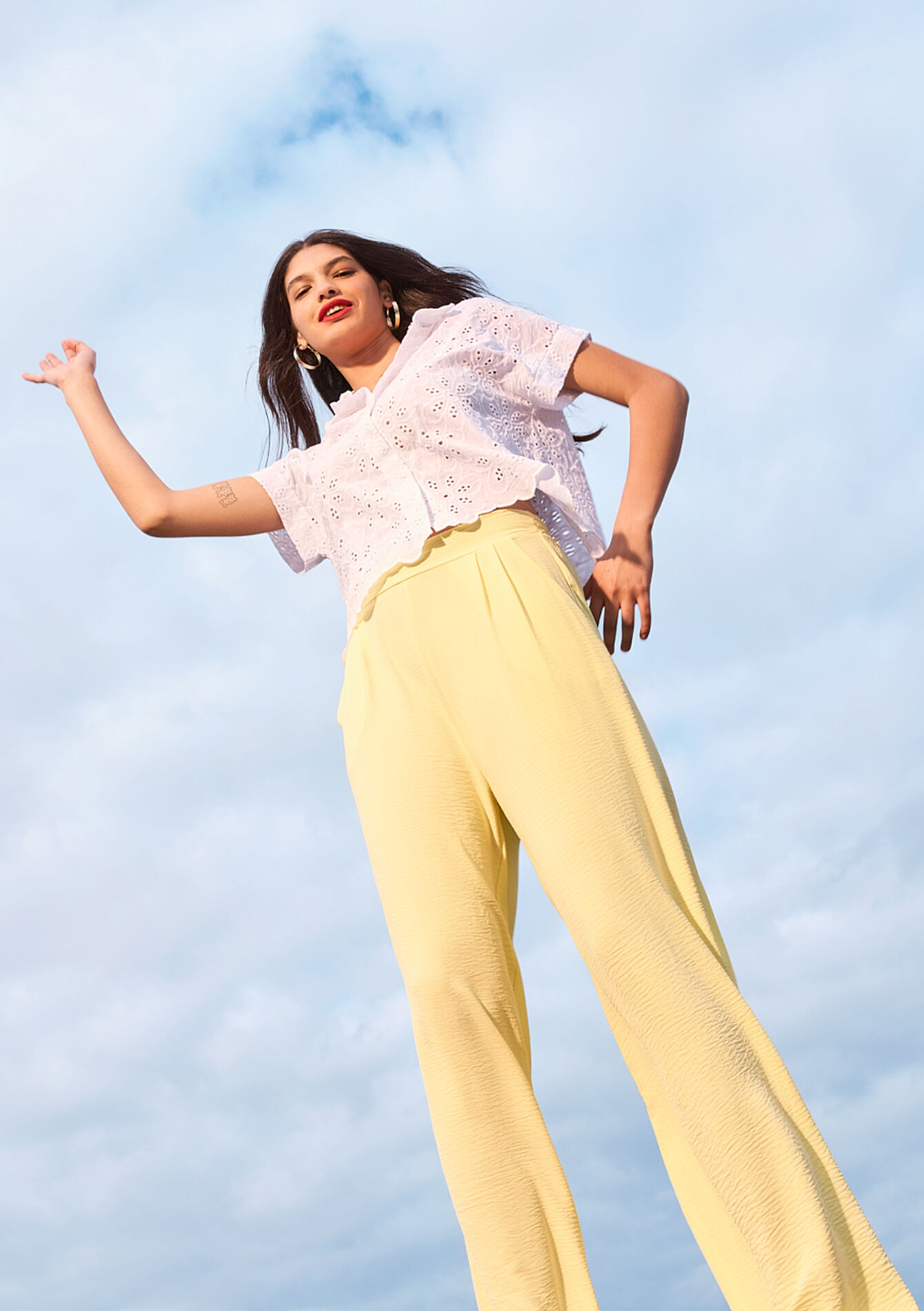 Pantalon évasé, undefined - YELLOW PASTEL - undefined