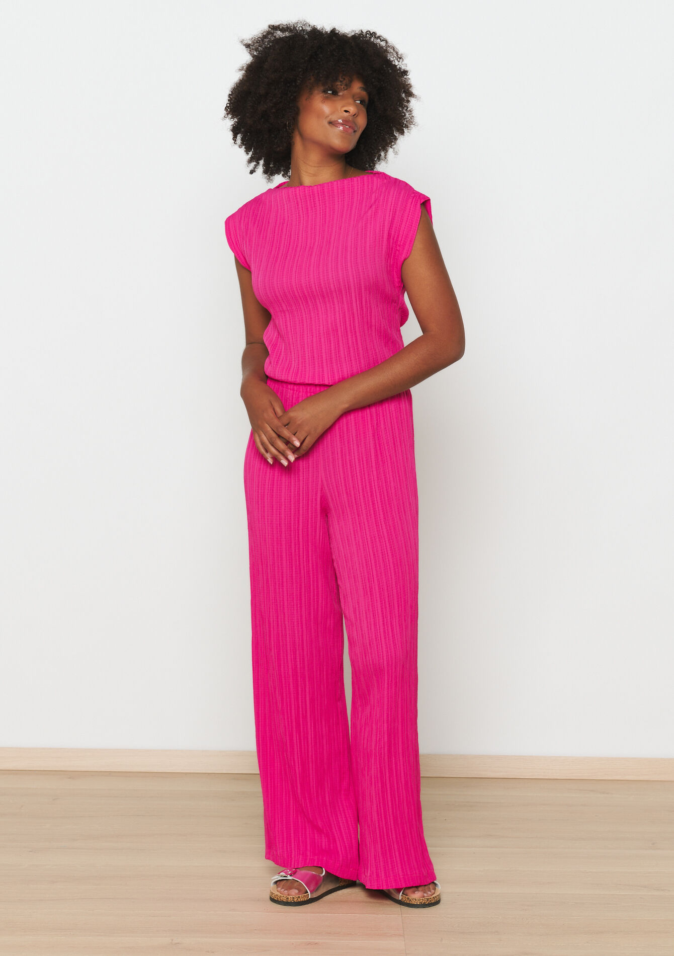 Pantalon plissé, undefined - FUCHSIA - undefined