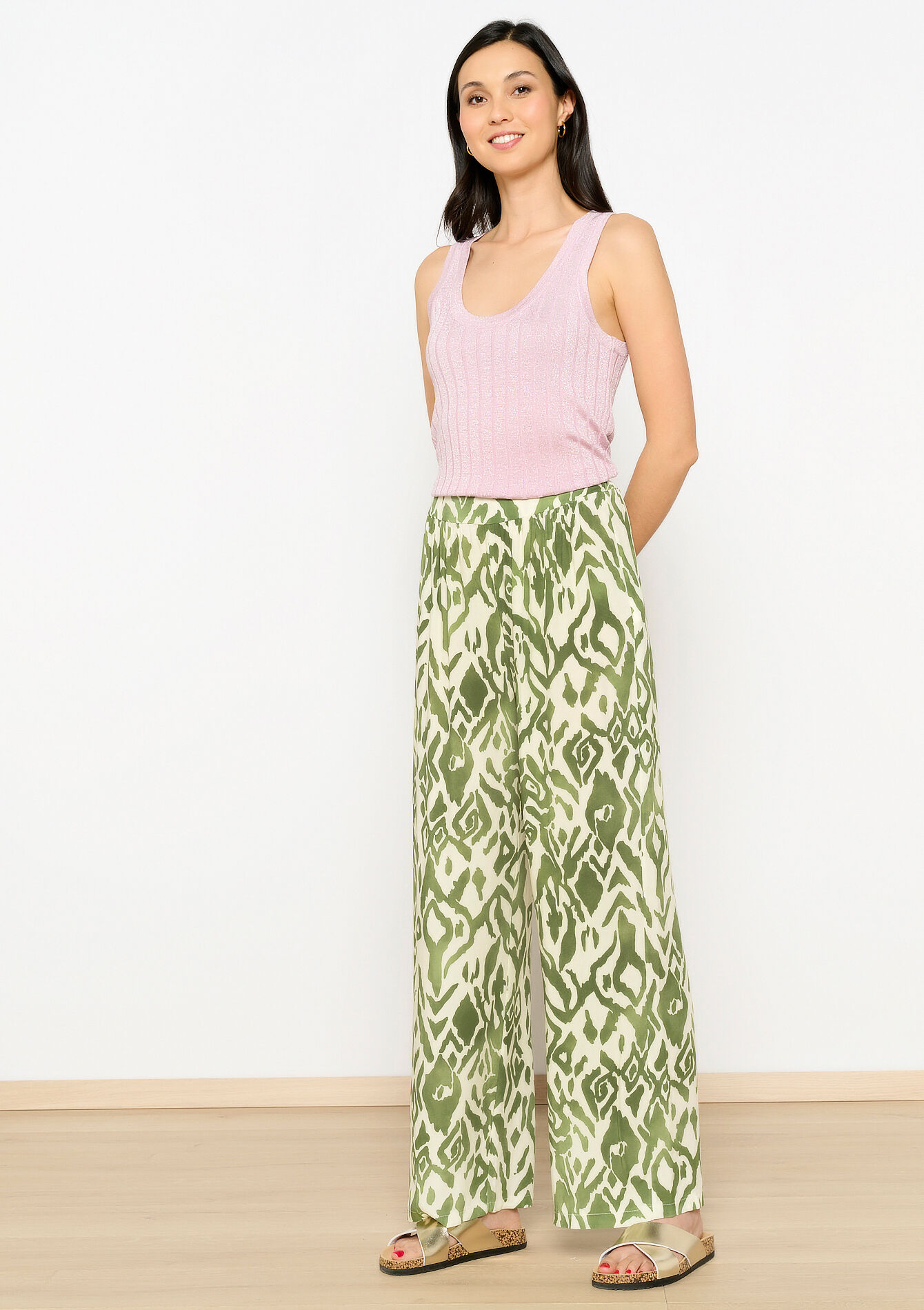 Broek met ikatprint, Broek met ikatprint - KHAKI MED - 06600846_4327