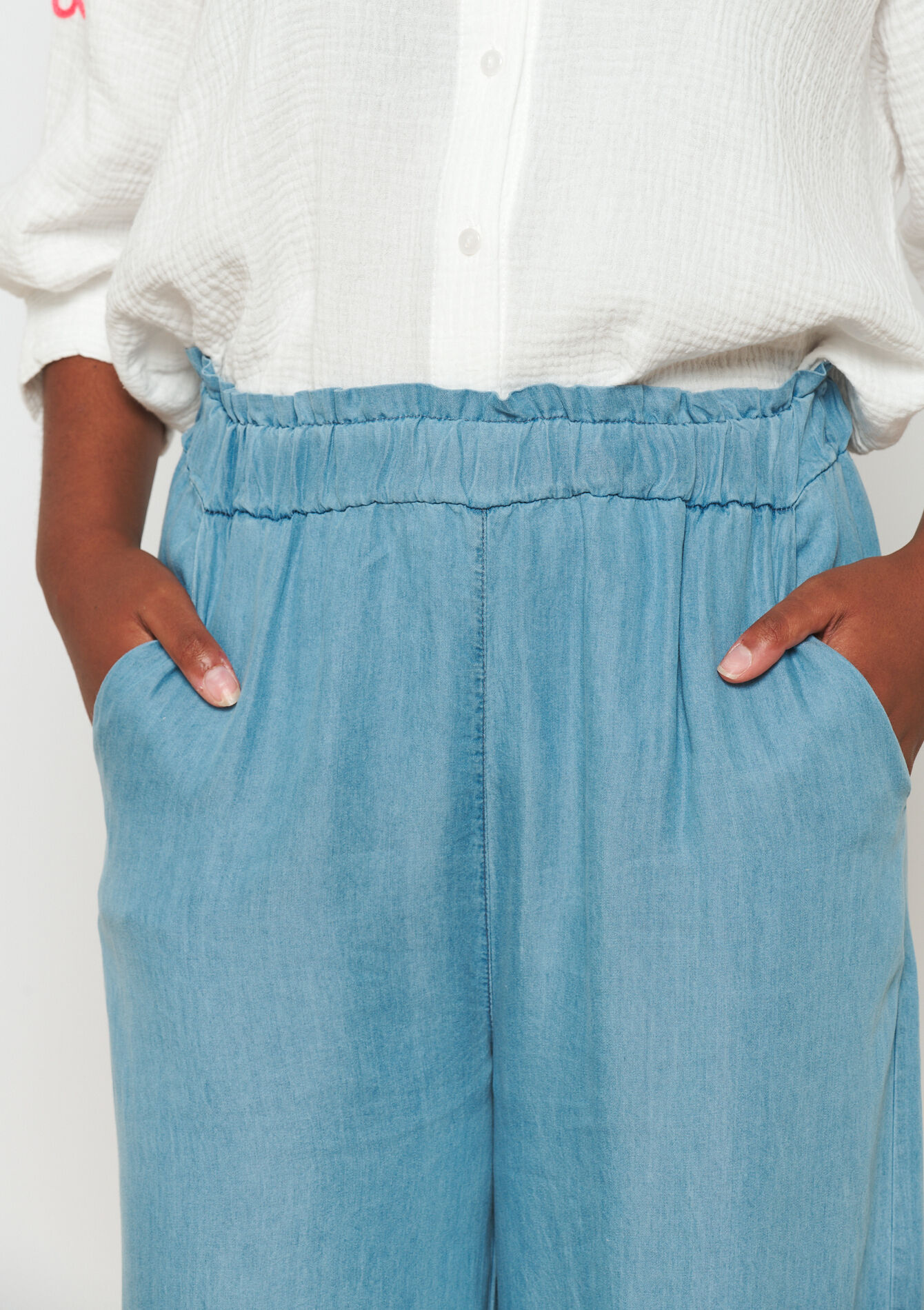 Wide leg pants in tencel, Wide leg pants in tencel - BLUE BLEACHED - 06600862_0502