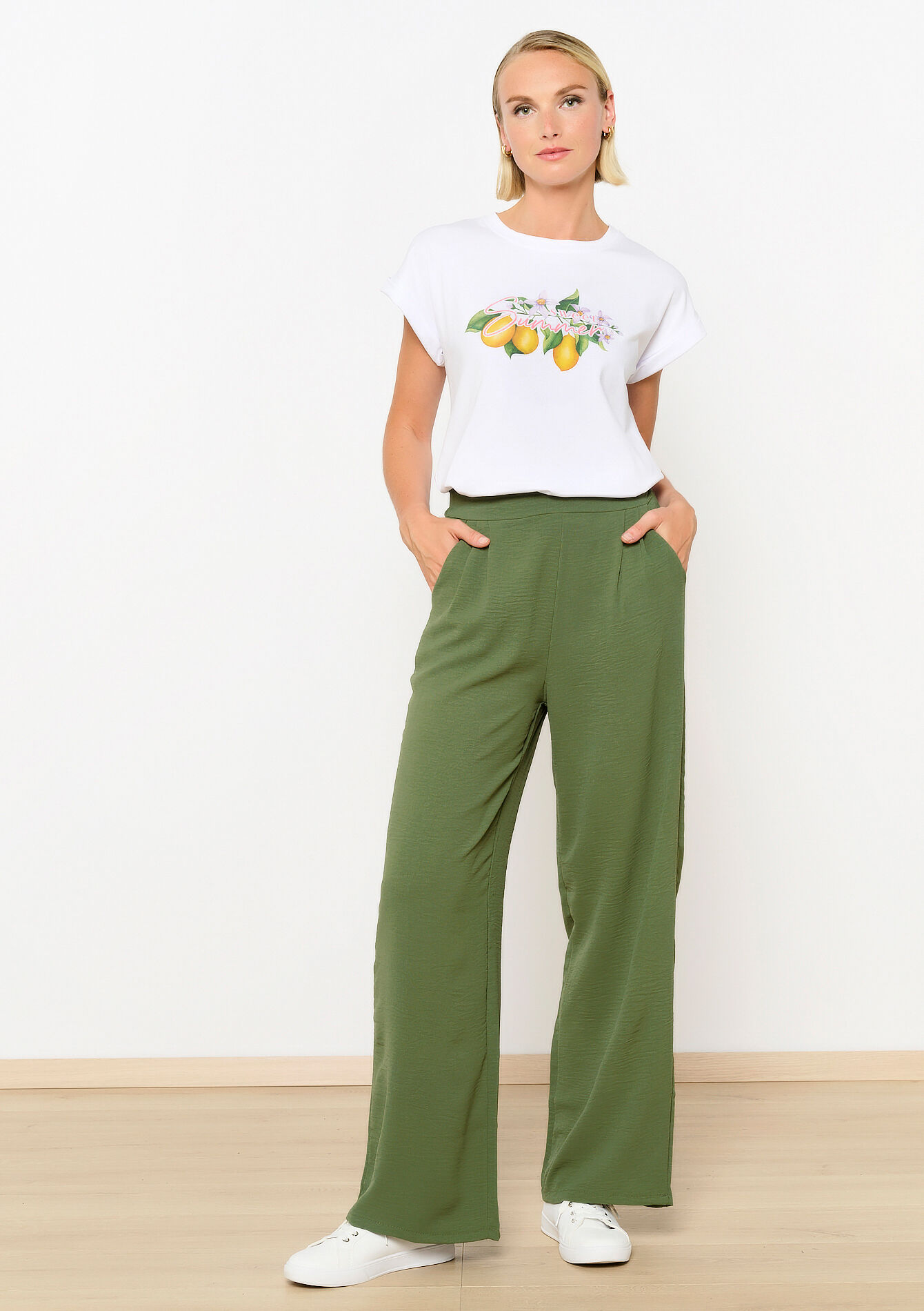 Wide pants, undefined - KHAKI MED - undefined