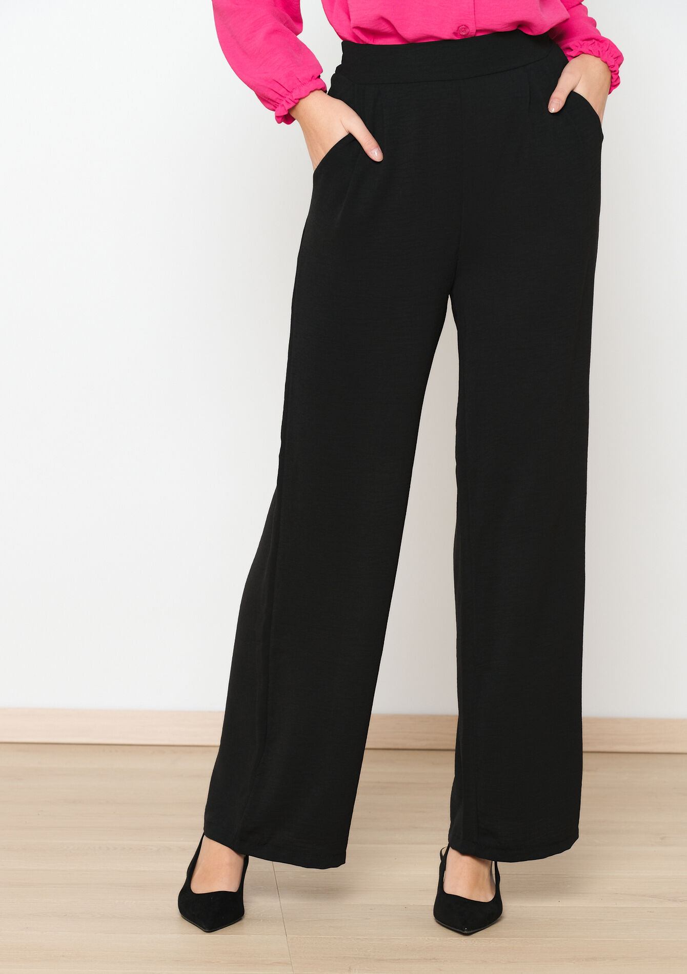 Pantalon large froissé, undefined - BLACK - undefined