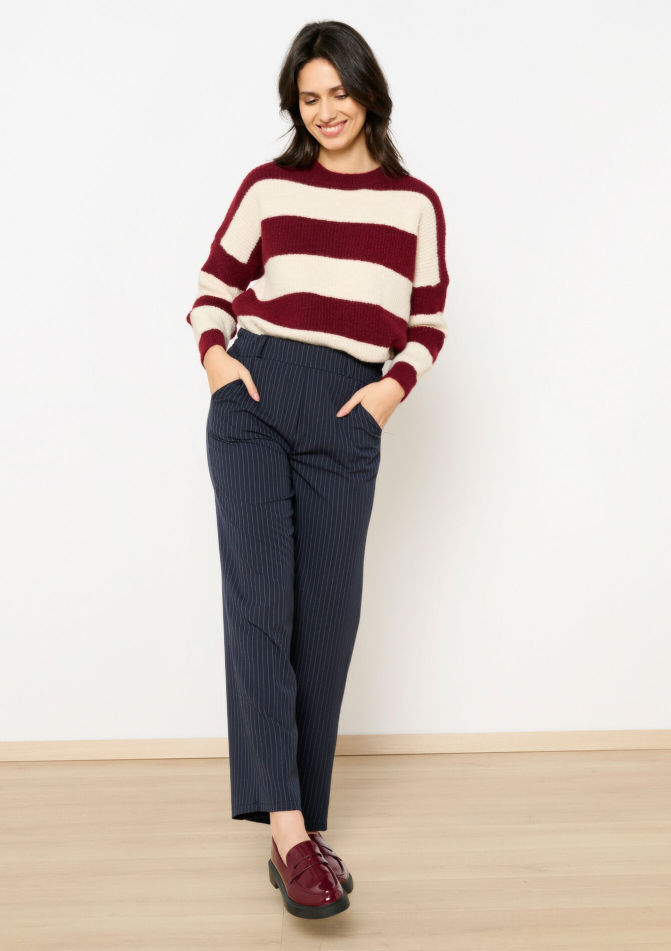 Pants with pinstripe, undefined - NAVY BASIC - undefined