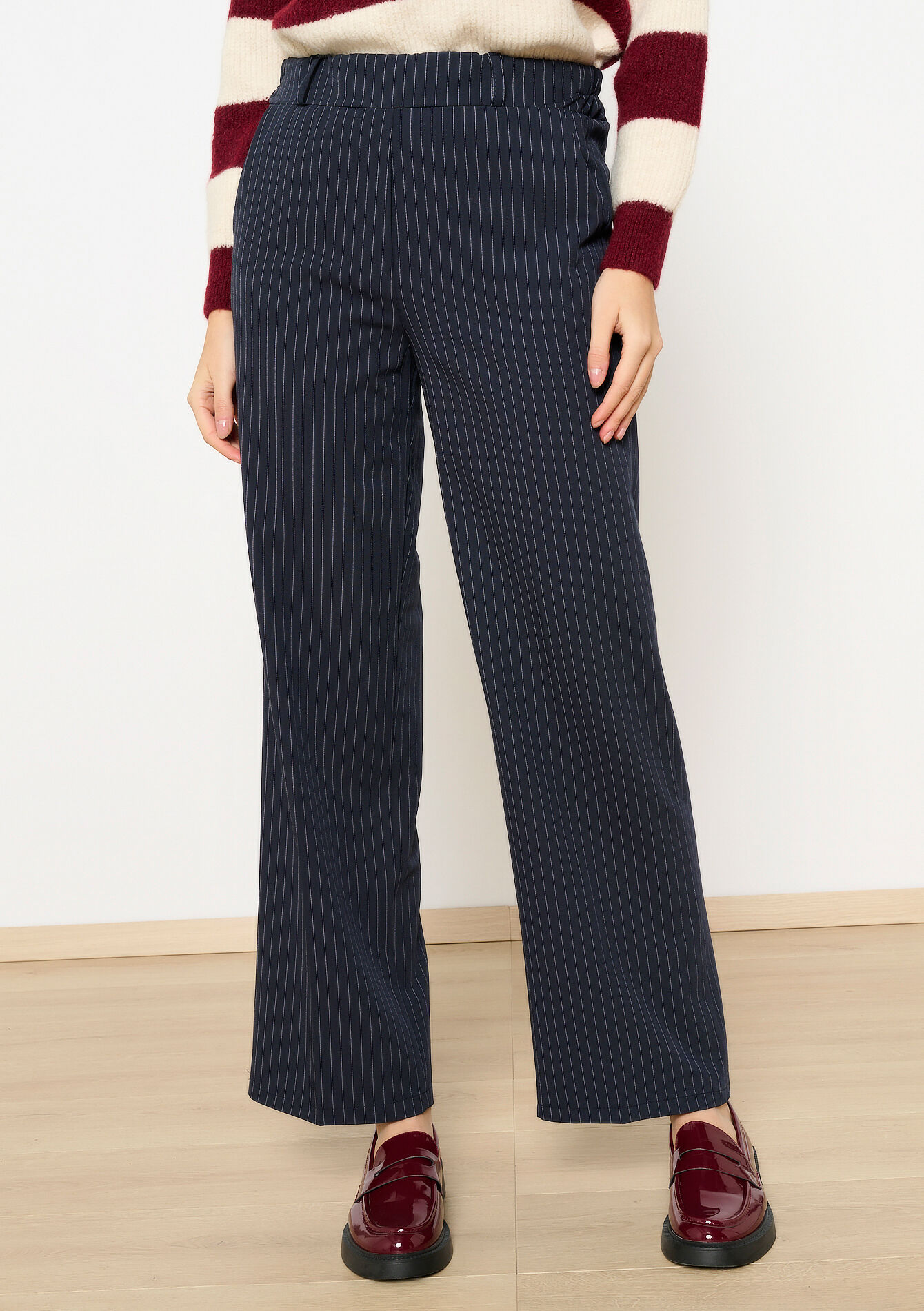 Pants with pinstripe, undefined - NAVY BASIC - undefined