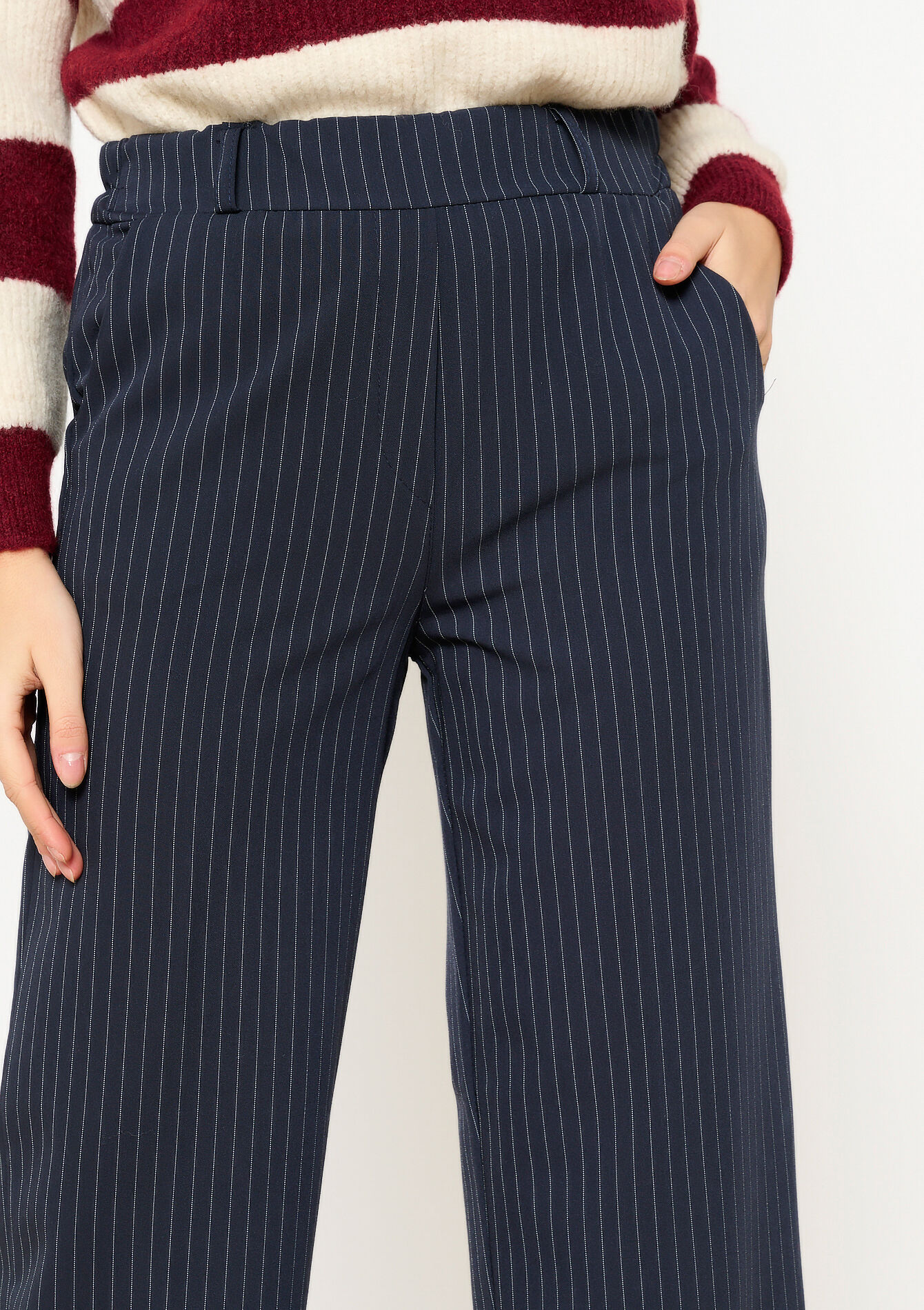 Pants with pinstripe, undefined - NAVY BASIC - undefined