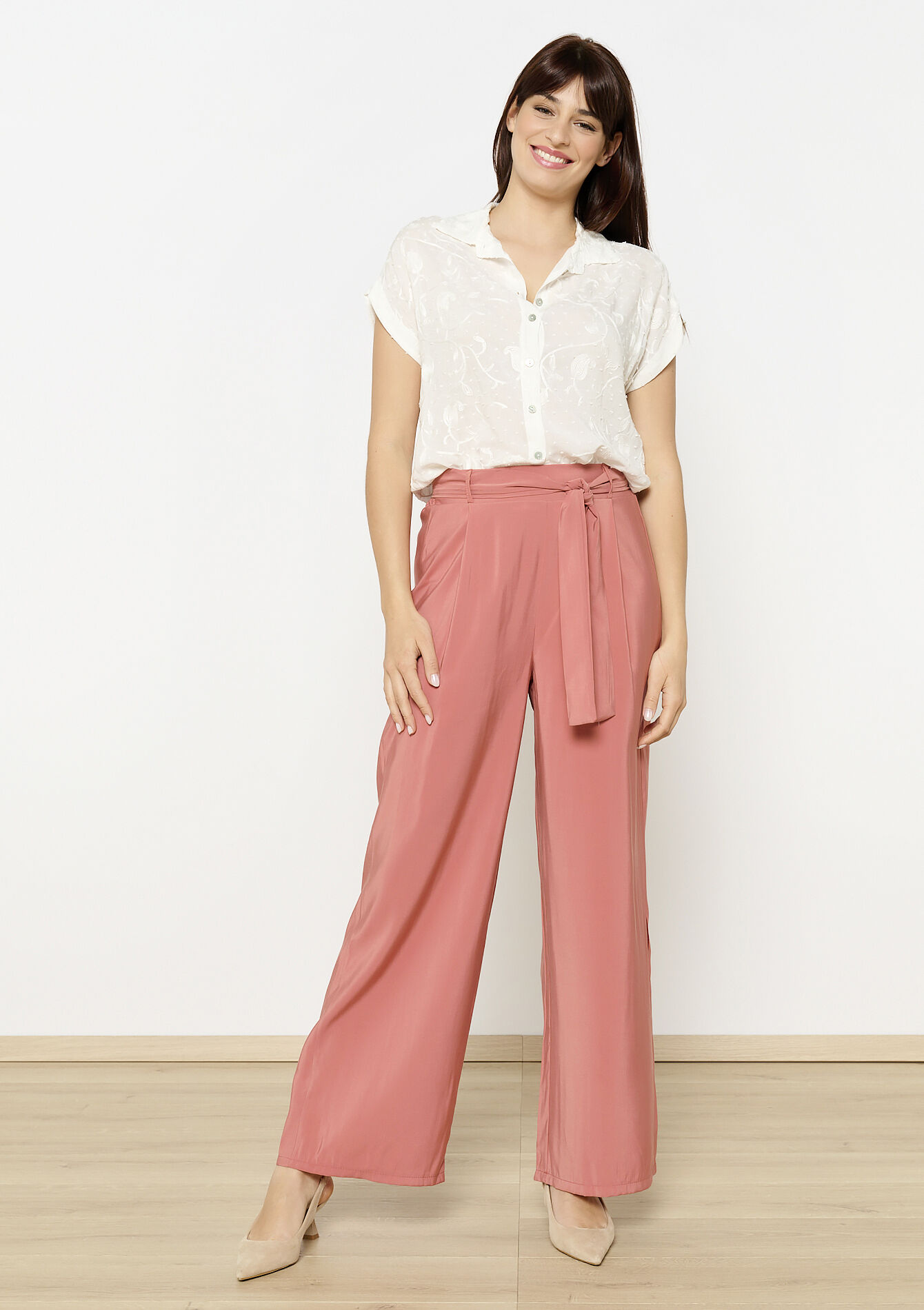 Viscose wijde broek, Viscose wijde broek - COSMETIC PINK - 06600979_5733