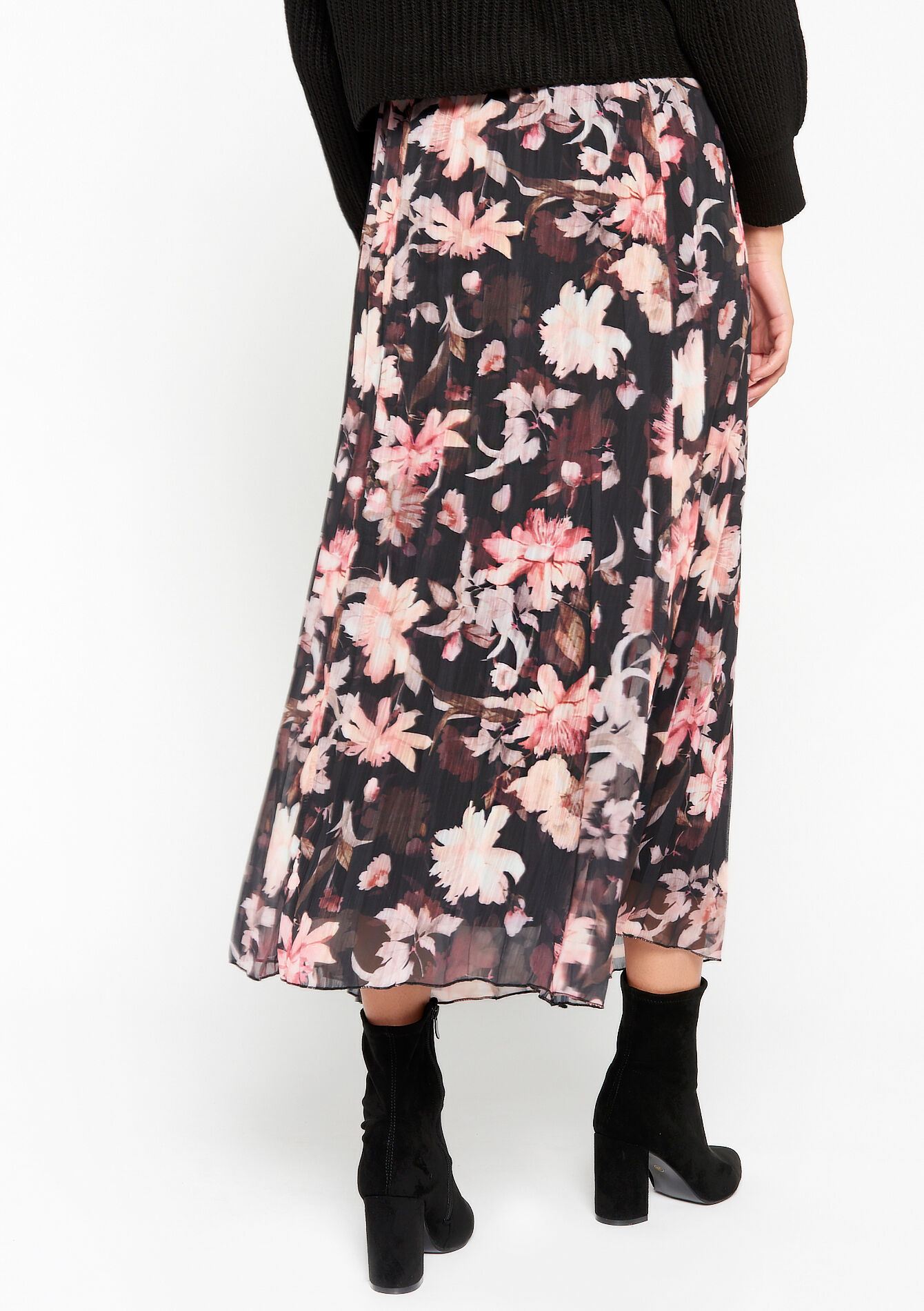 Maxi-rok met bloemenprint, Maxi-rok met bloemenprint - BLACK - 07101068_1119