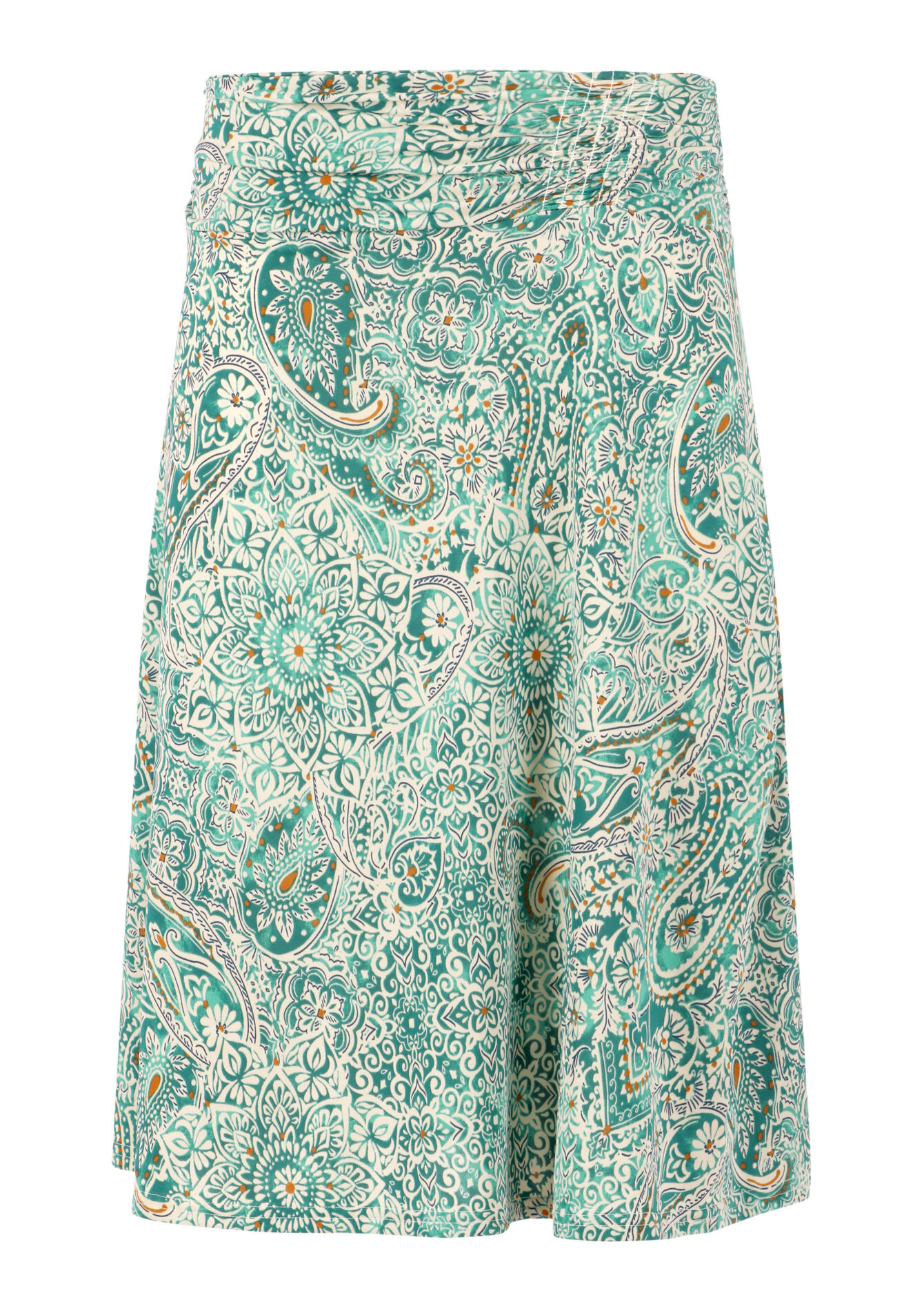 Midi skirt with paisley print, Midi skirt with paisley print - TURQUOISE - 07101103_1759