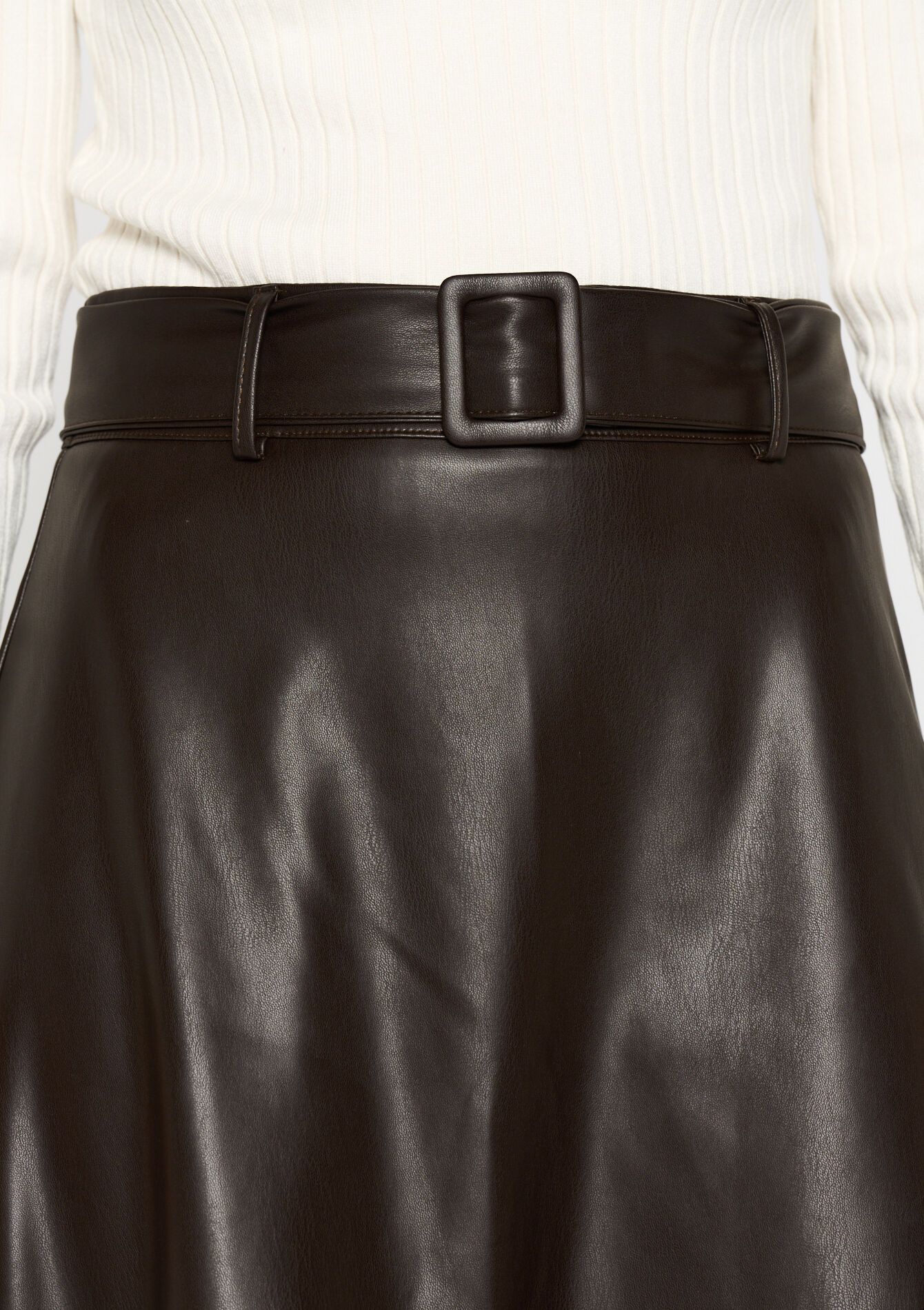 Midirok in faux leder, undefined - BROWN DARK CHOCOLATE - undefined