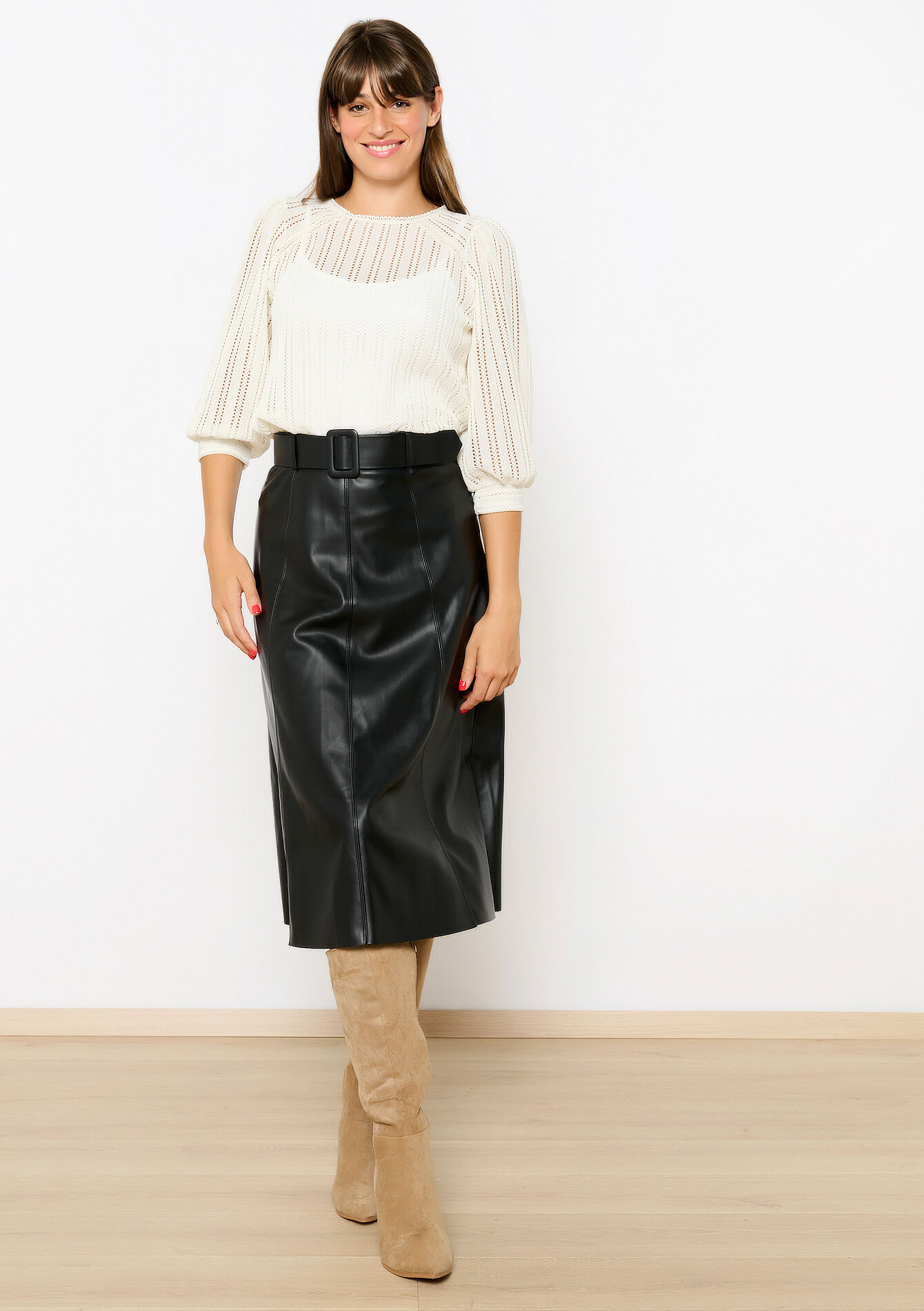 Midiskirt in imitation leather, Midiskirt in imitation leather, , back