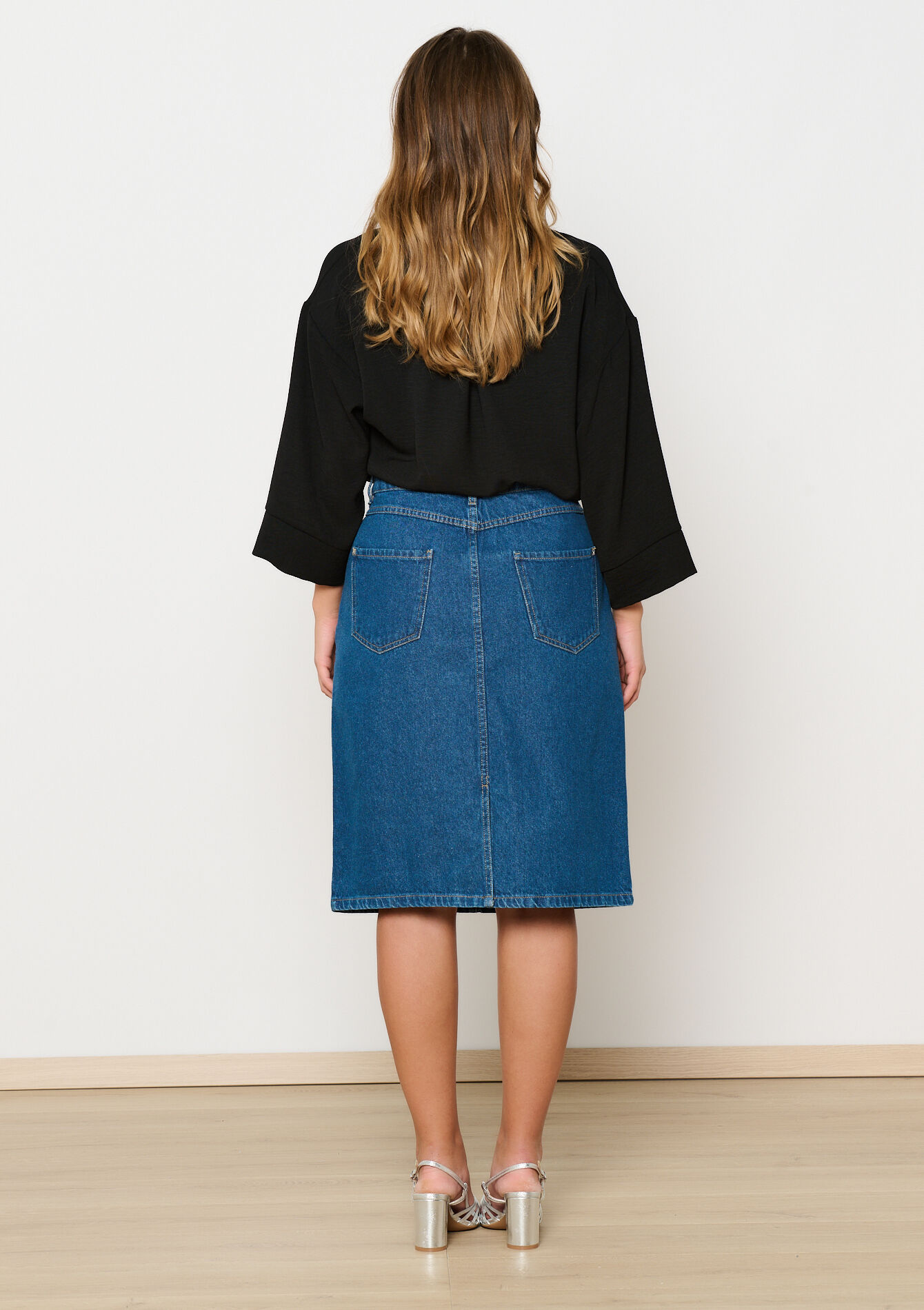 Midi denim skirt, Midi denim skirt - MEDIUM BLUE - 07101332_0500