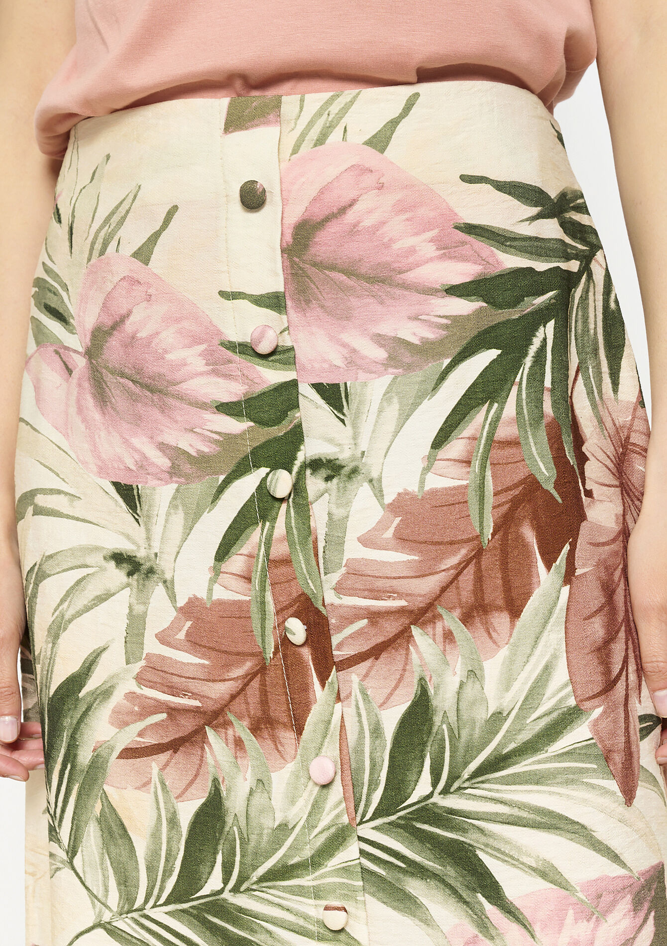 Midi-rok met bloemenprint, undefined - LT BEIGE - undefined