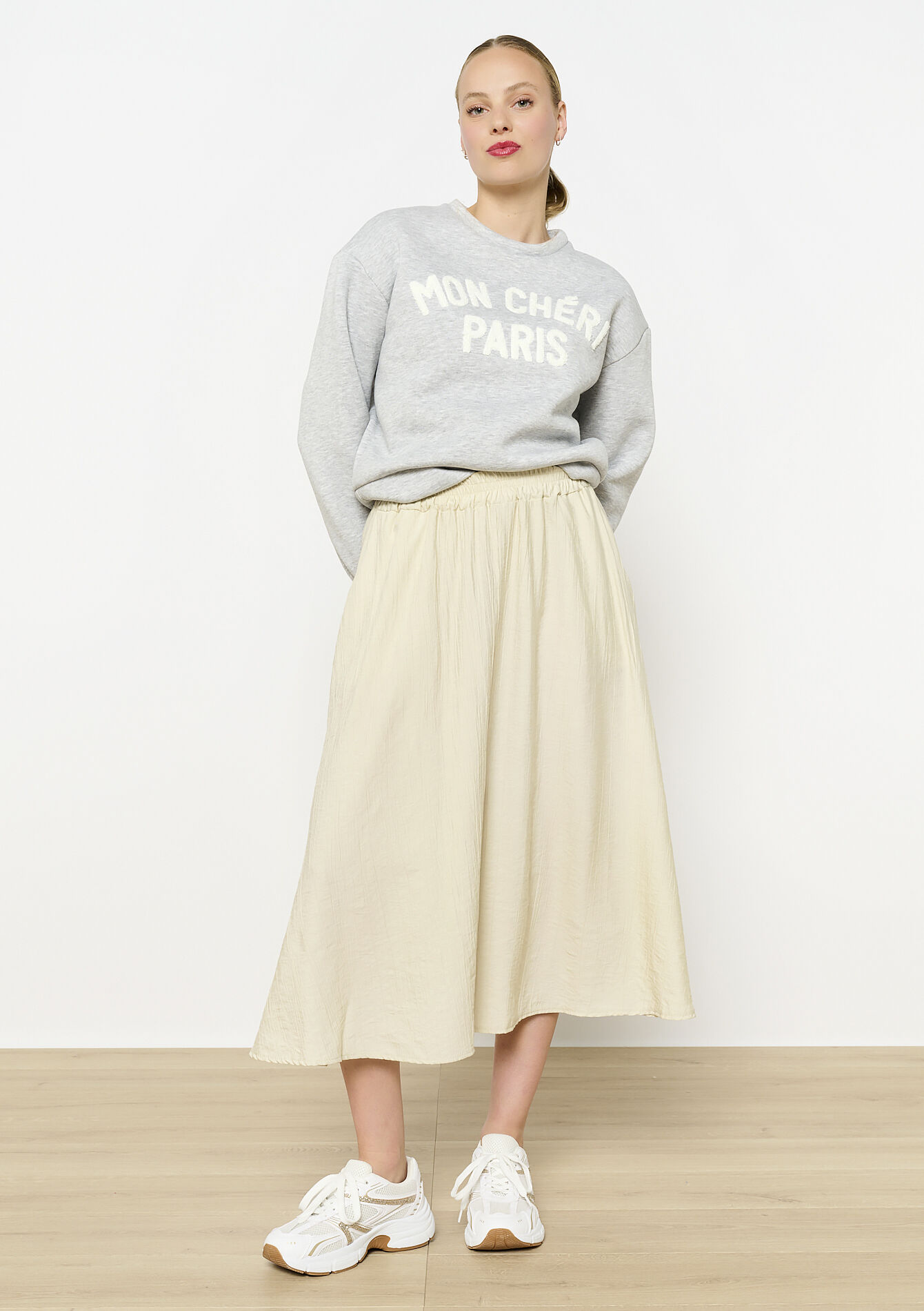Jupe midi fluide, undefined - VANILLA WHITE - undefined