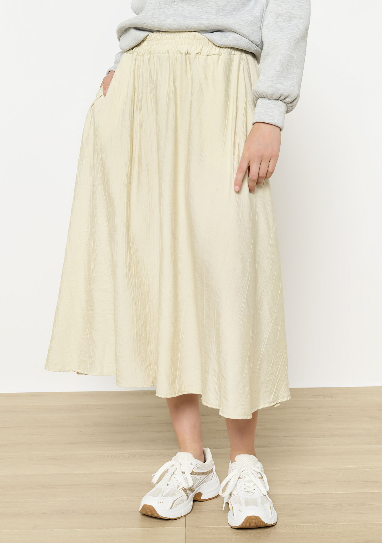 Jupe midi fluide, undefined - VANILLA WHITE - undefined