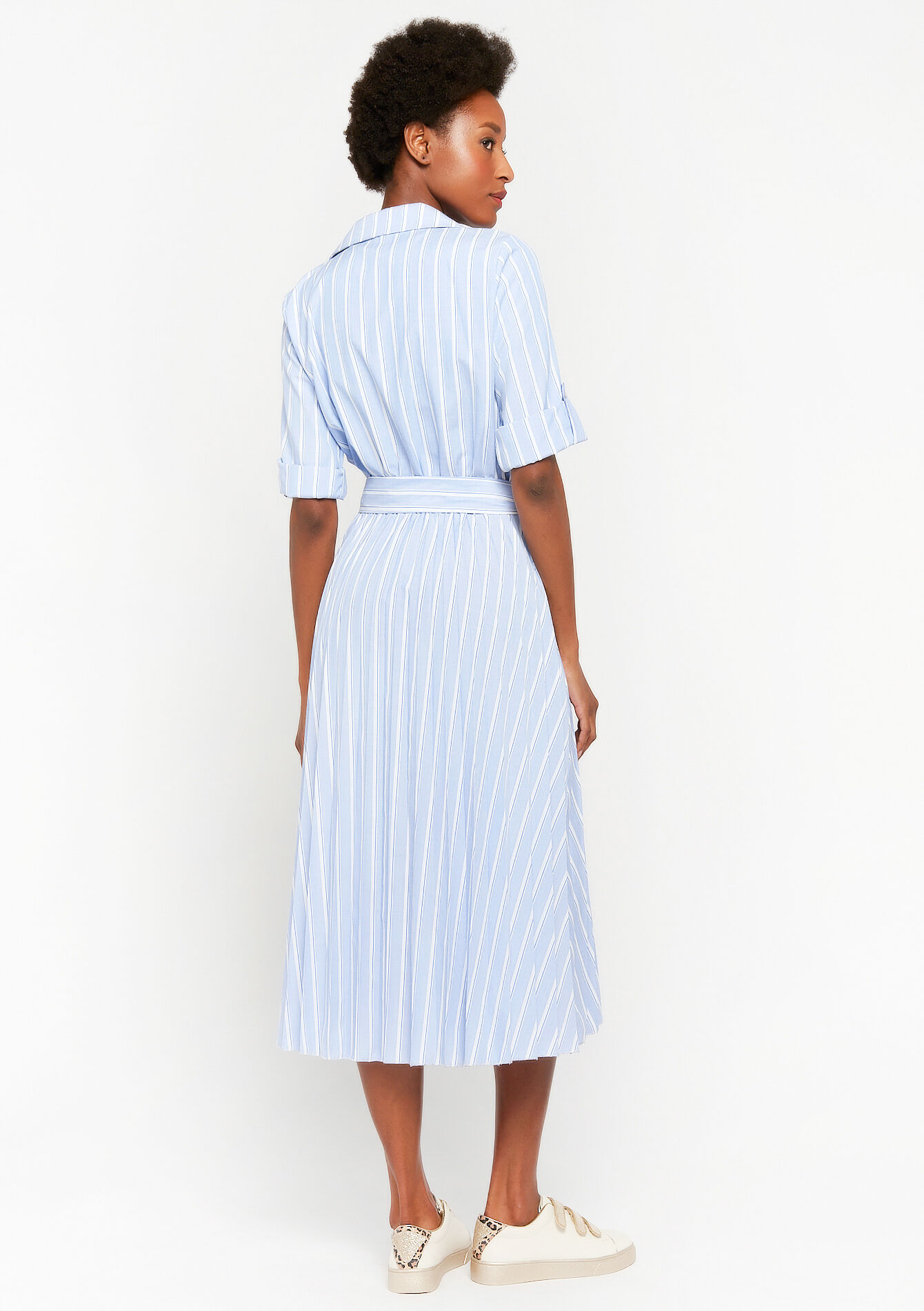 Midi overhemd jurk met strepen, Midi overhemd jurk met strepen - BLUE BABY - 08102465_1699