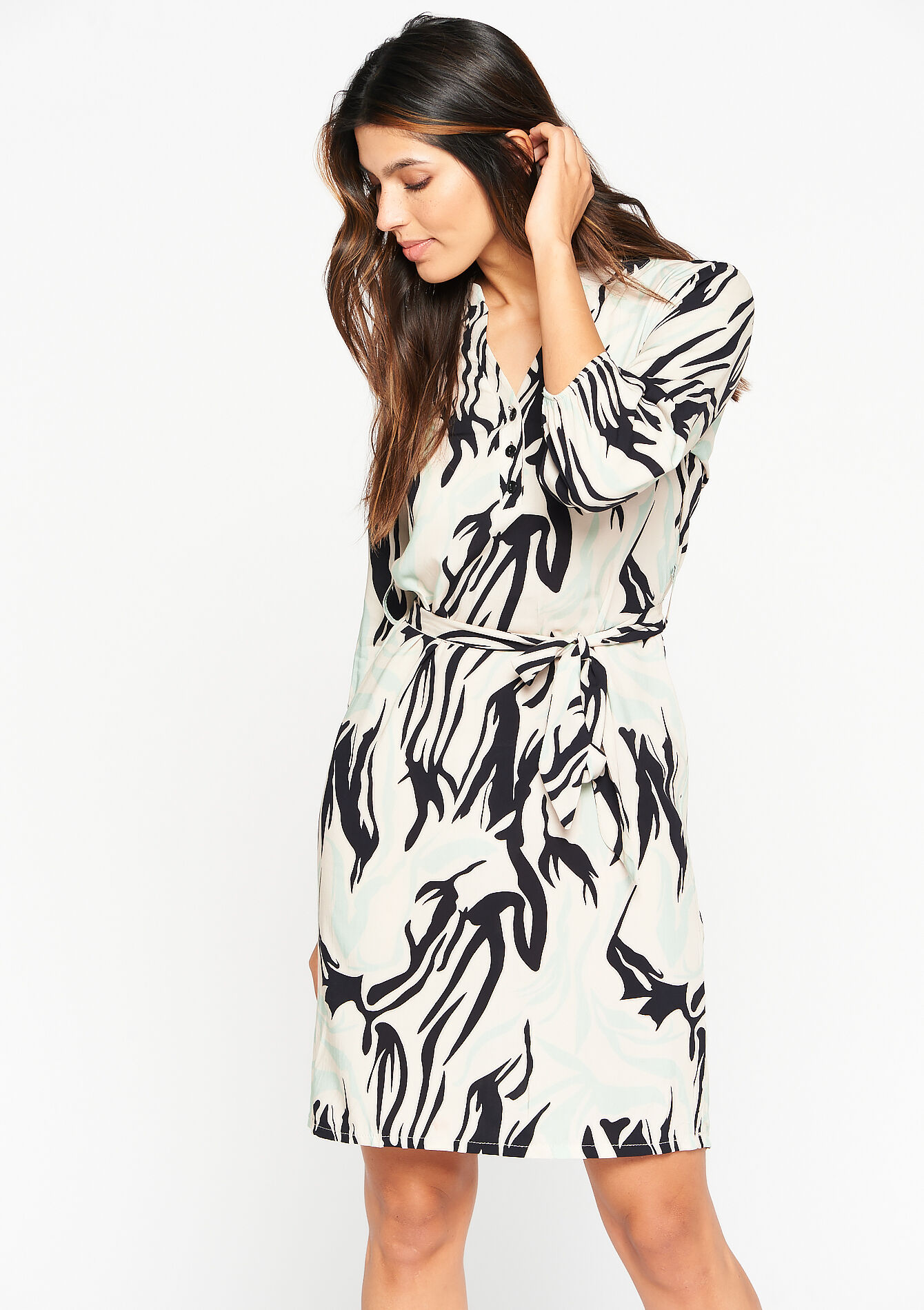 Robe à imprimé noir et blanc, undefined - MINT GREEN - undefined