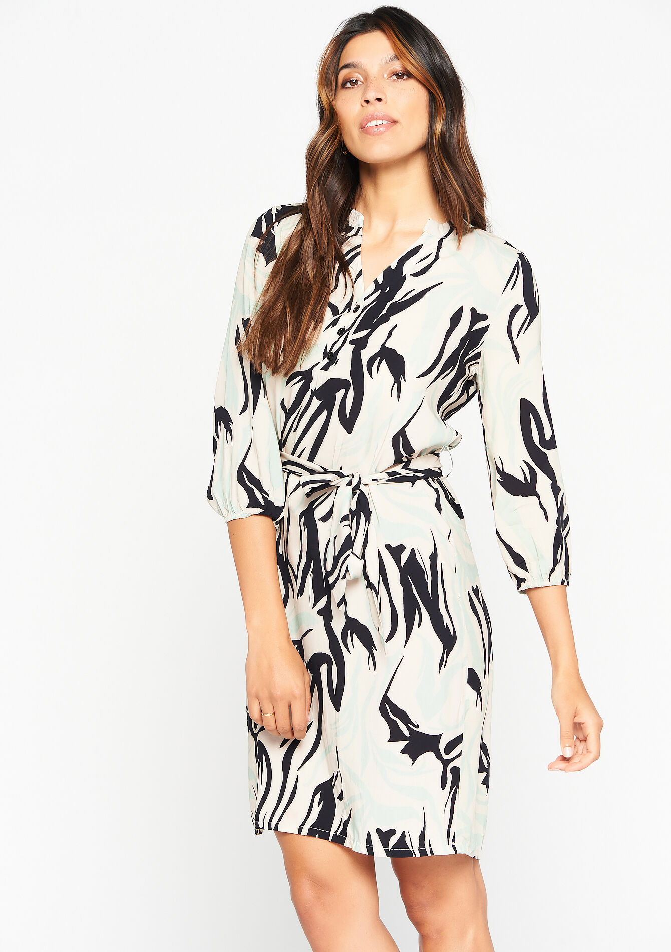 Robe à imprimé noir et blanc, undefined - MINT GREEN - undefined
