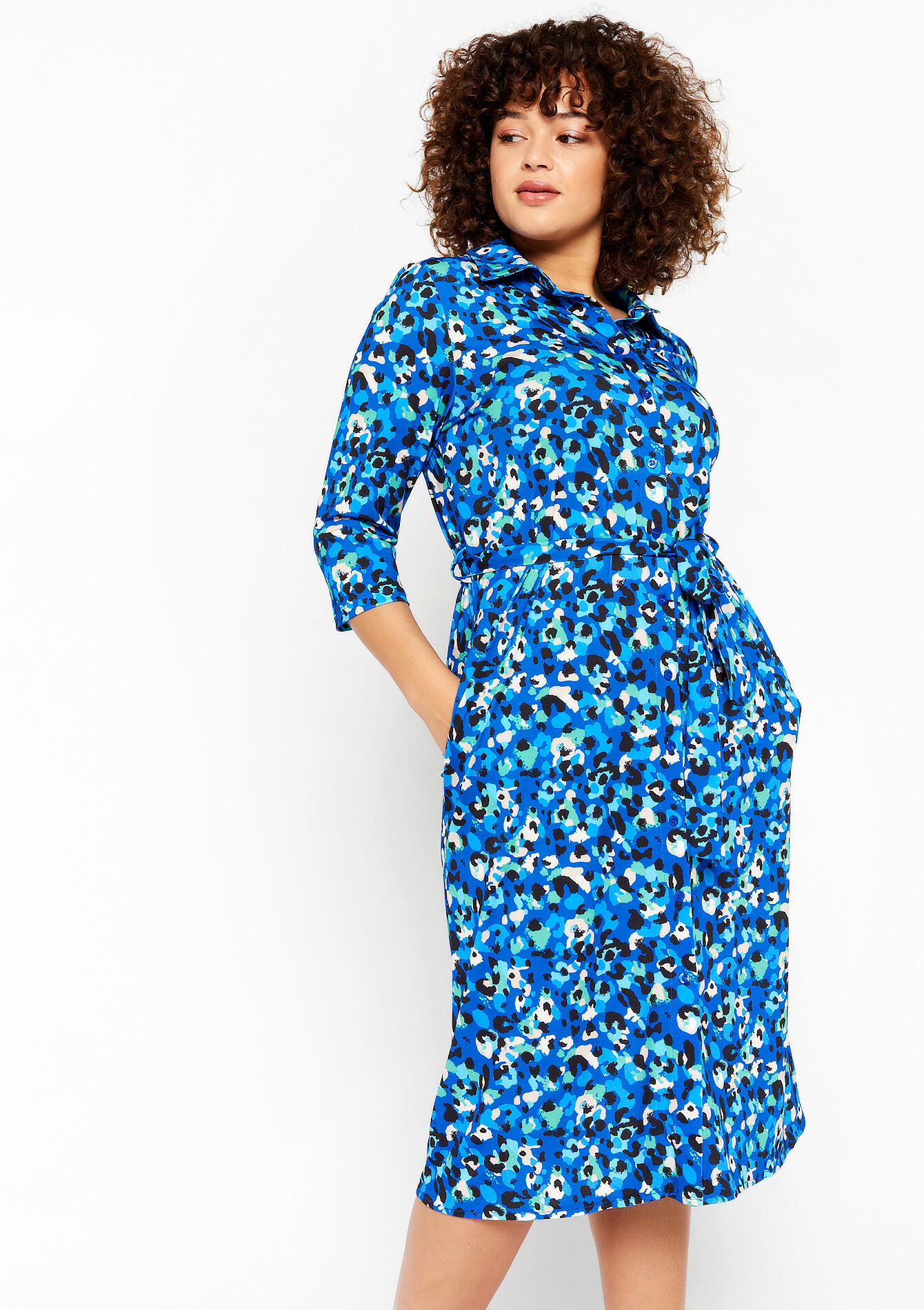 Leopard print shirt dress, undefined - BLUE FAIENCE - undefined