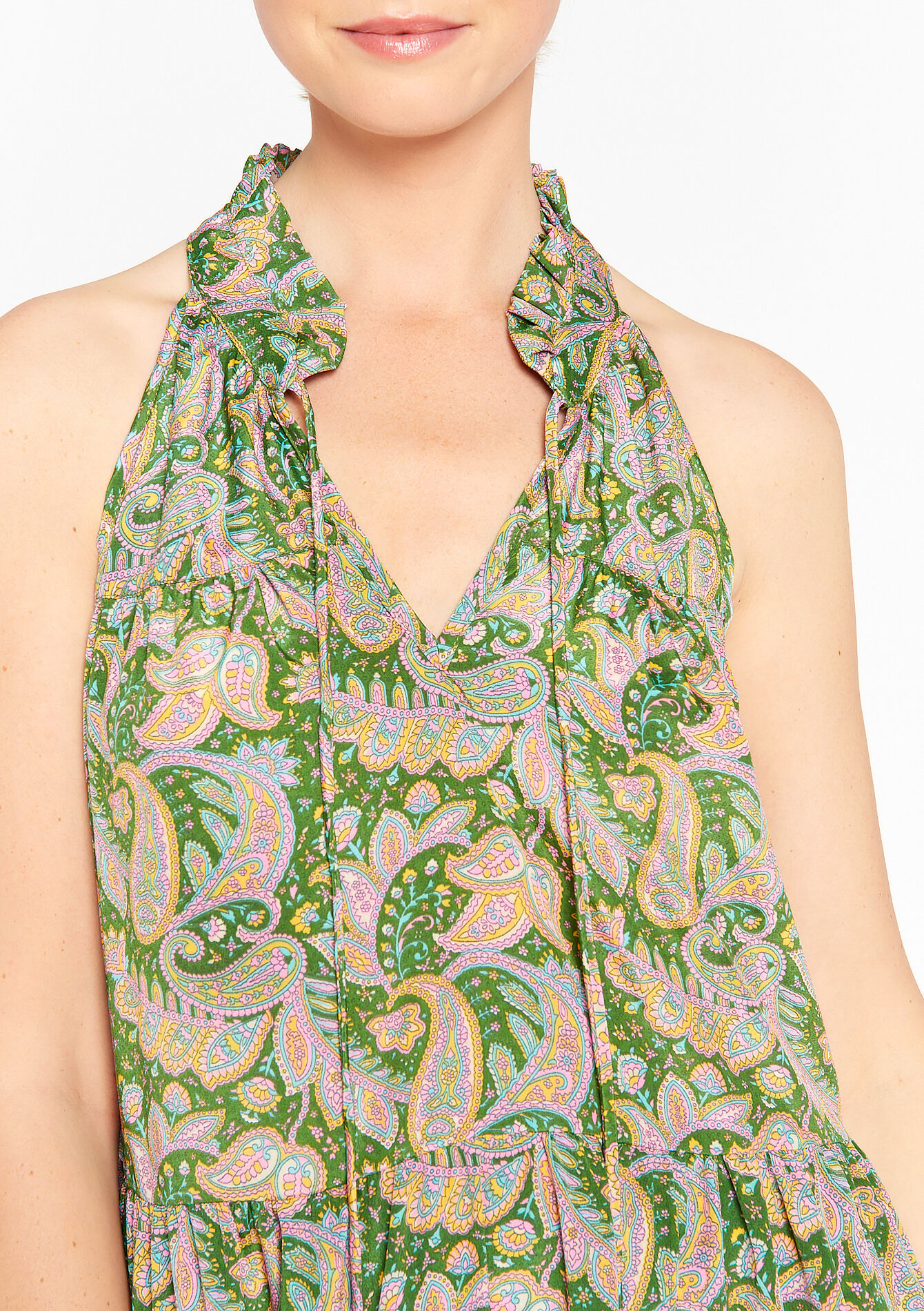 Straight paisley print dress, undefined - LIGHT GREEN PASTEL - undefined