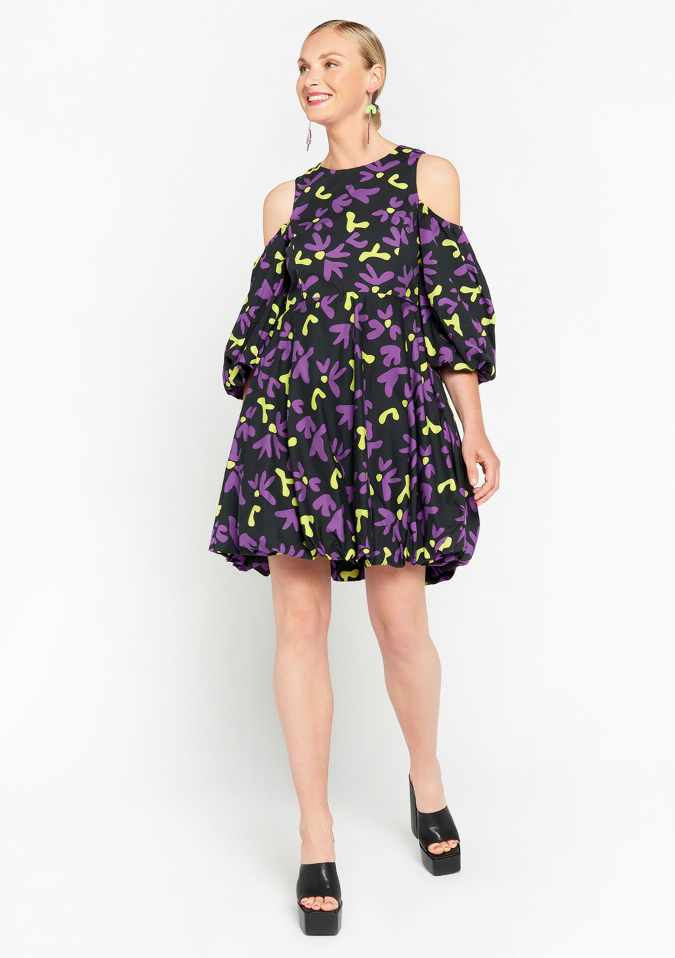 Dress with open shoulders, Dress with open shoulders - BLACK - 08103258_1119
