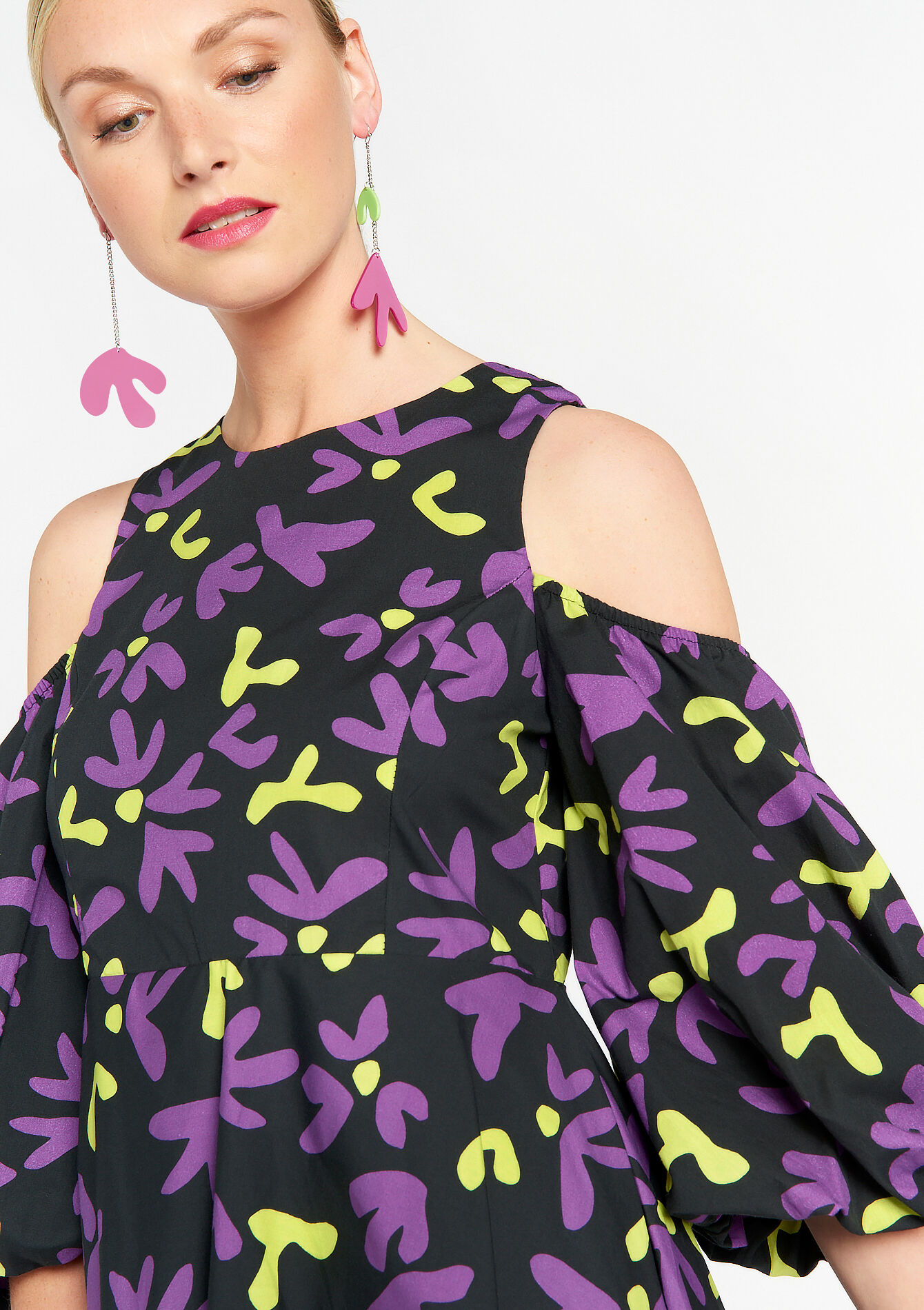 Dress with open shoulders, Dress with open shoulders - BLACK - 08103258_1119
