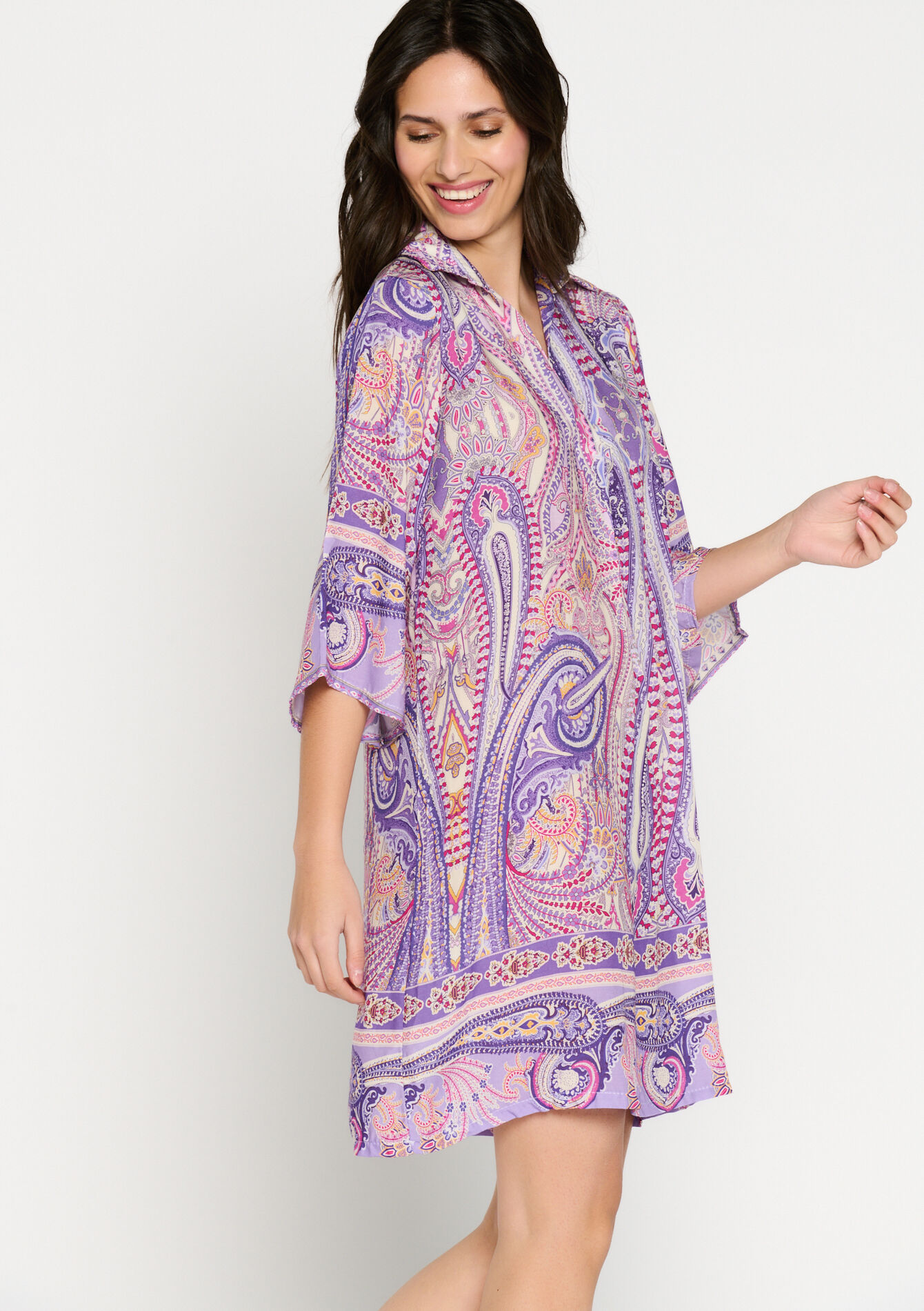 Robe ample à imprimé Paisley, undefined - PURPLE BLUSH - undefined