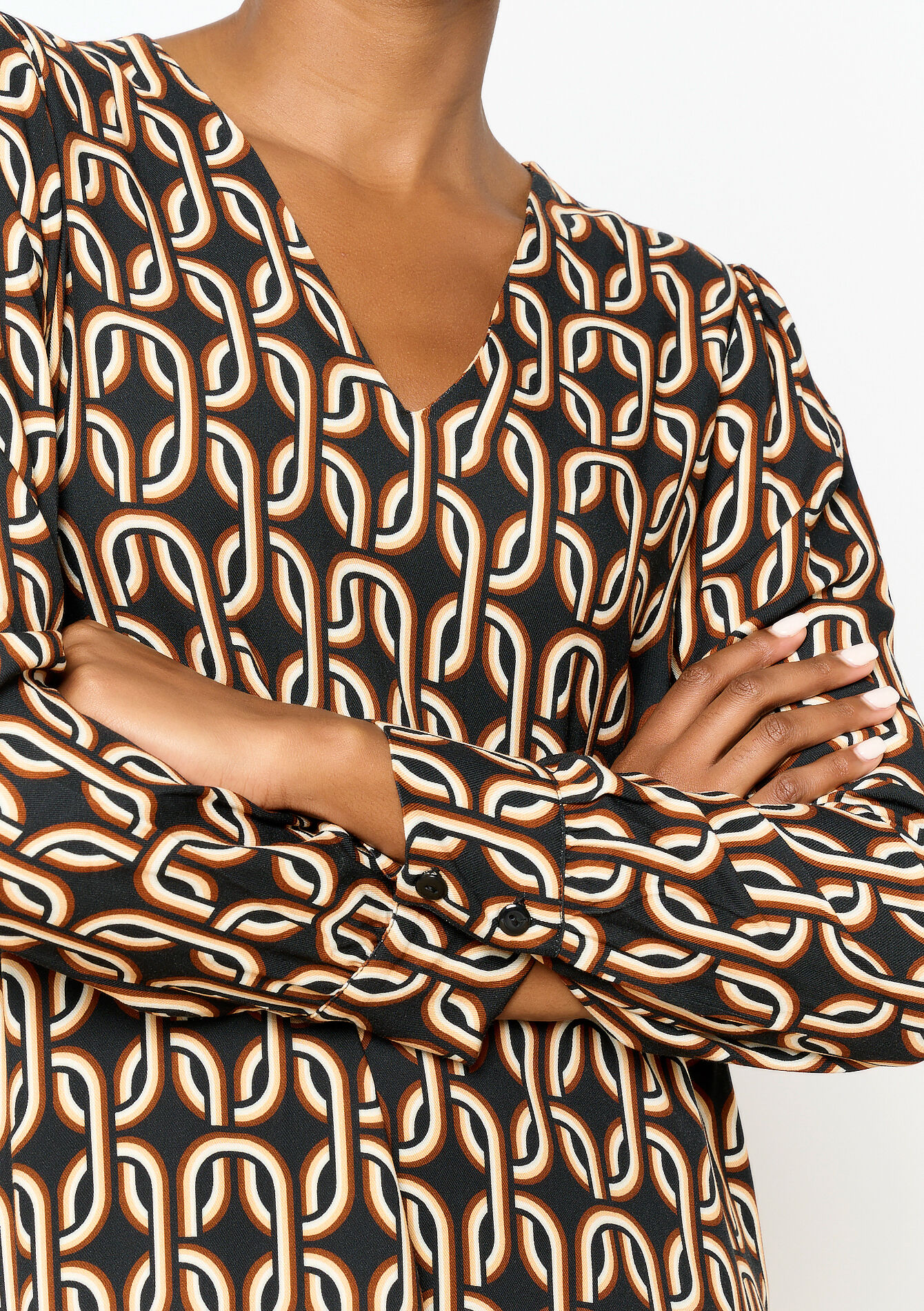 Rechte jurk met retroprint, Rechte jurk met retroprint - BLACK - 08103426_1119
