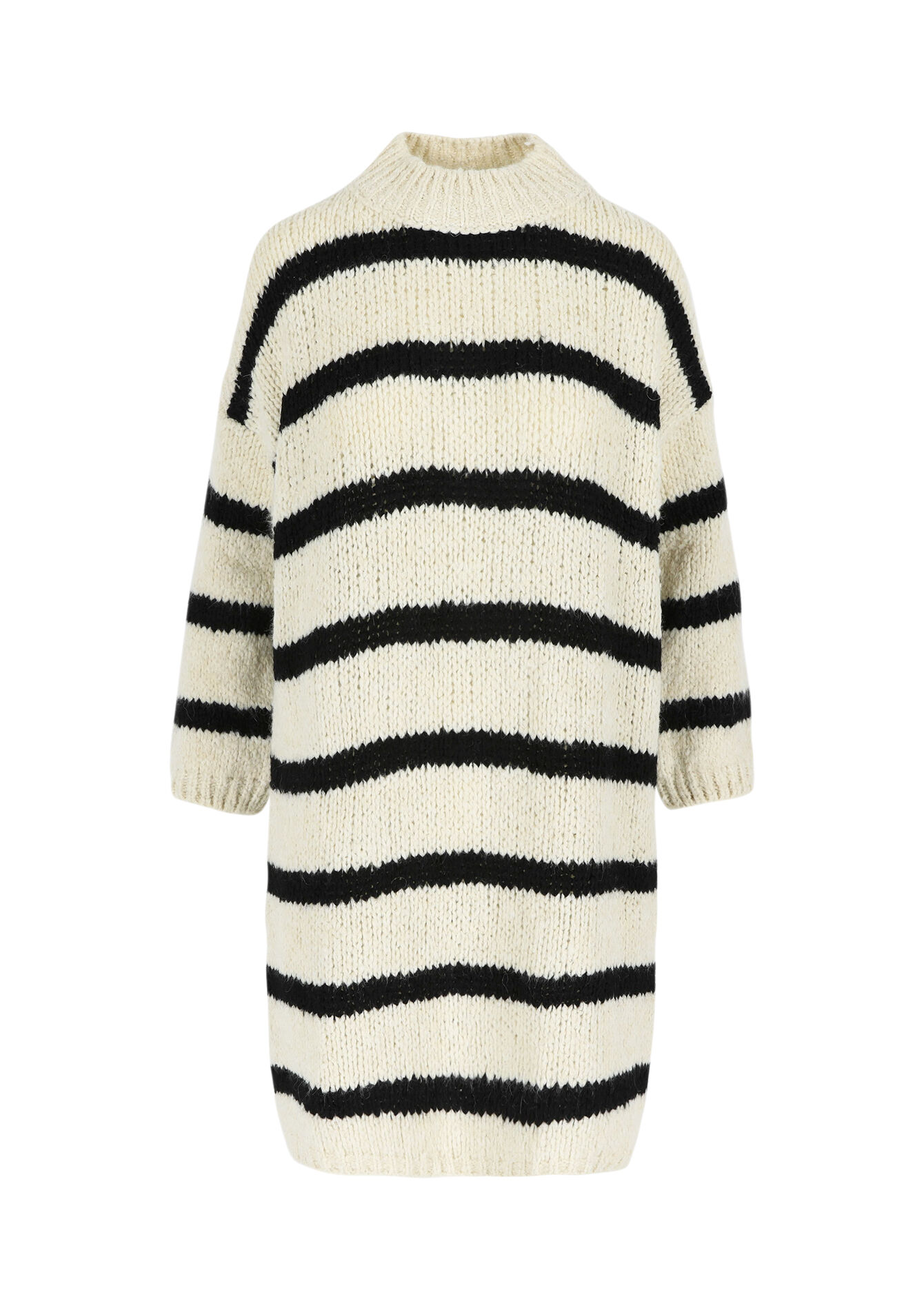 Knitted dress with stripes, Knitted dress with stripes - VANILLA WHITE - 08103485_1013
