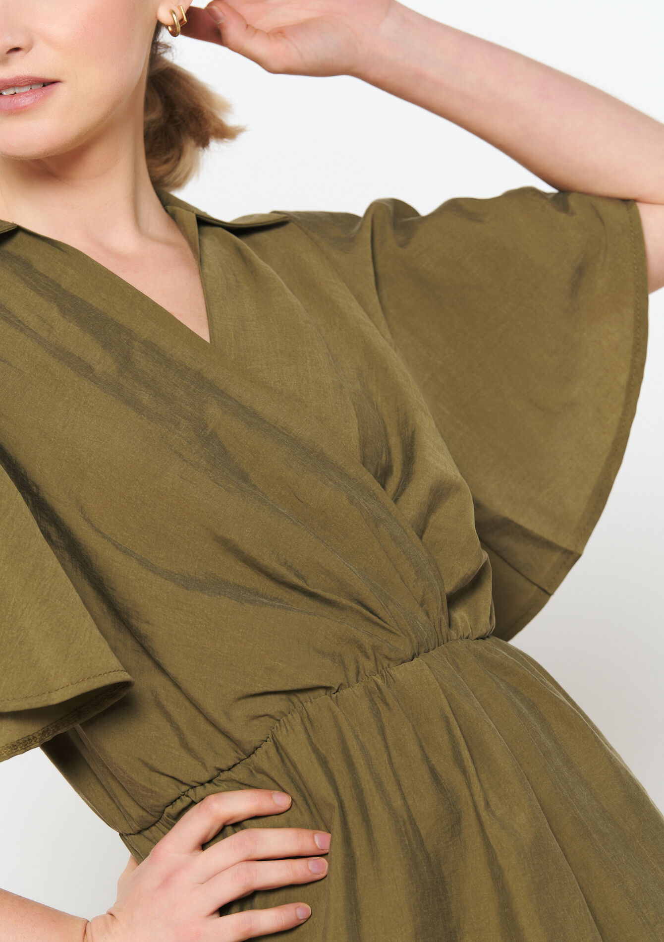 Korte tencel jurk, undefined - KHAKI MED - undefined