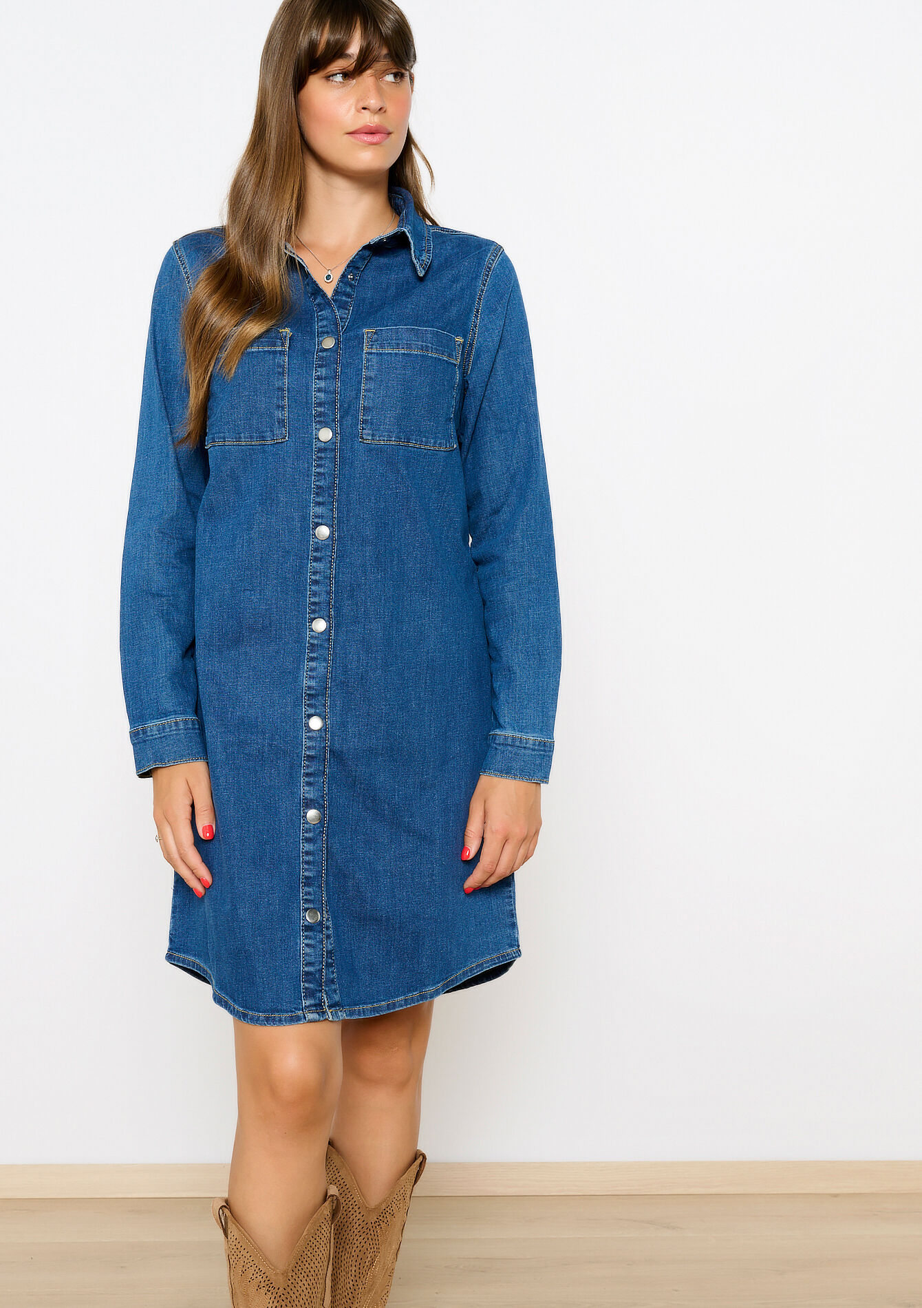 Straight denim dress, undefined - MEDIUM BLUE - undefined