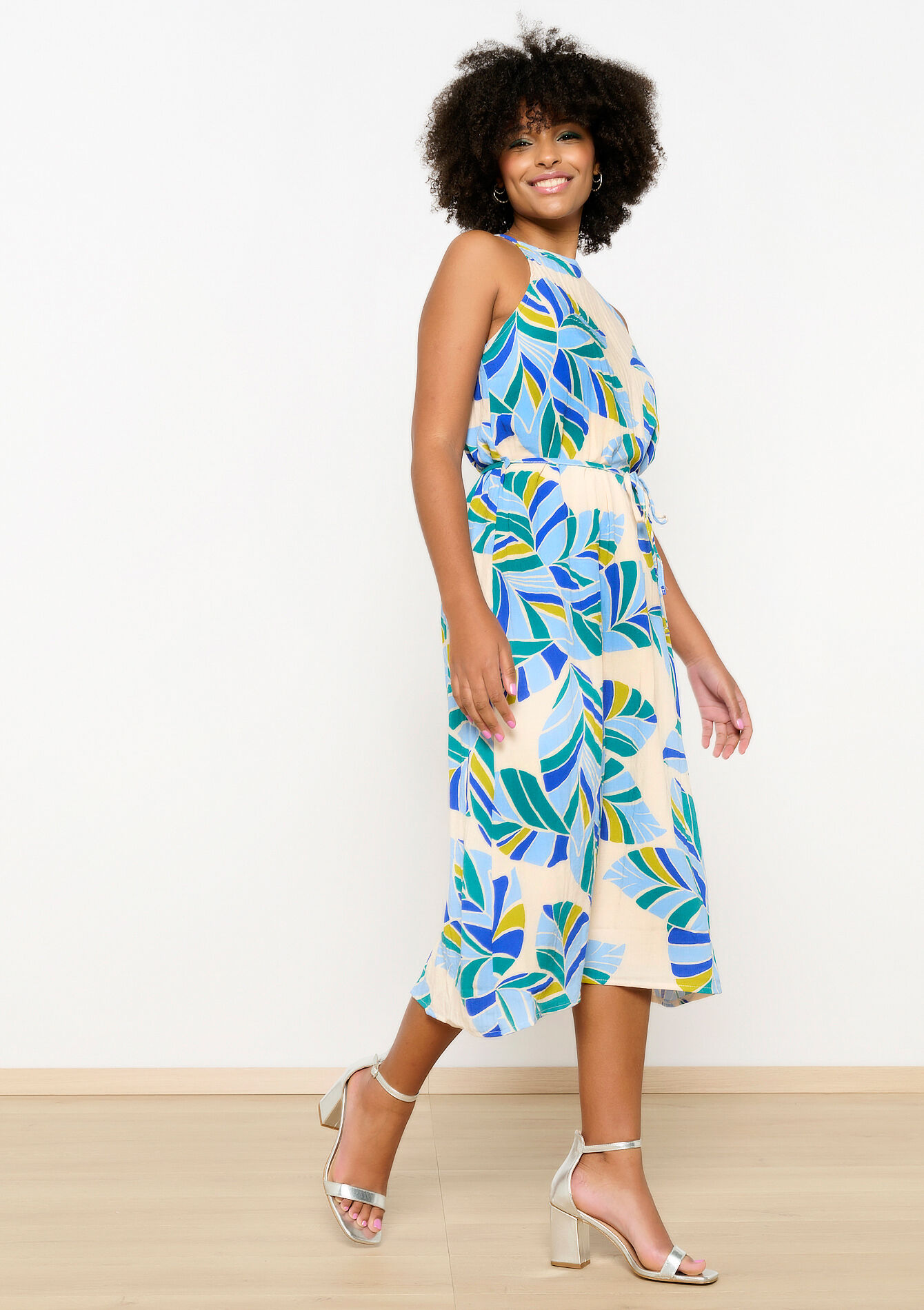 Halterjurk met print, Halterjurk met print - BLUE FAIENCE - 08103556_1584