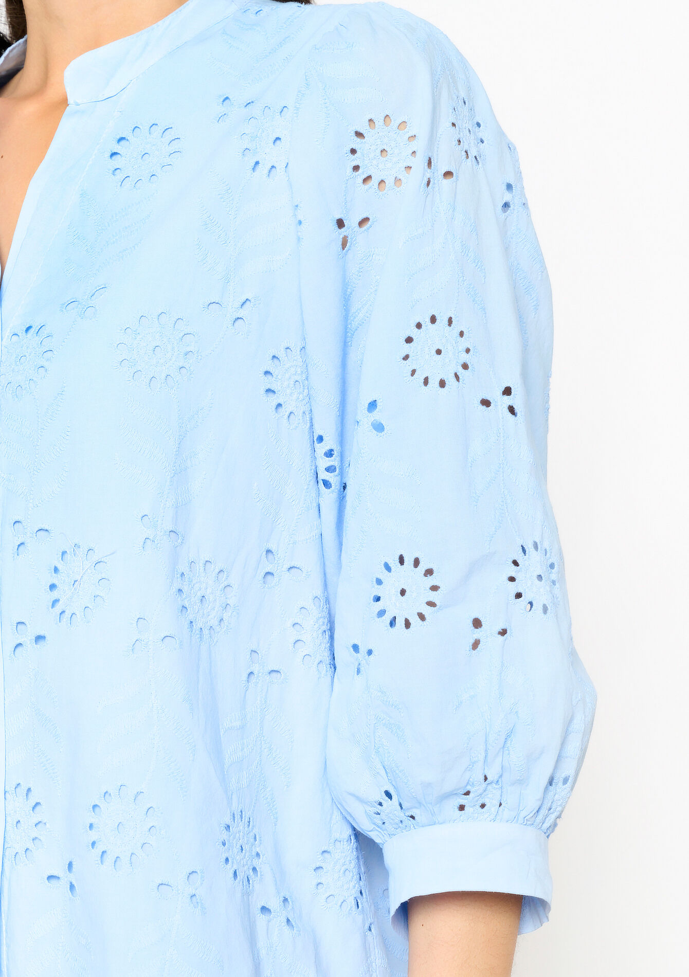 Embroidered shirt dress, undefined - PASTEL BLUE - undefined