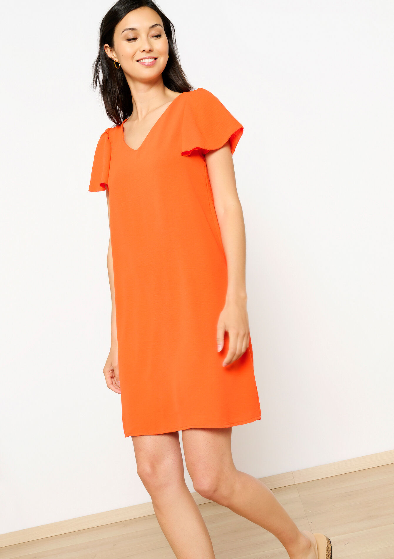 Straight dress with butterfly sleeves, undefined - ORANGE SUNSET - undefined