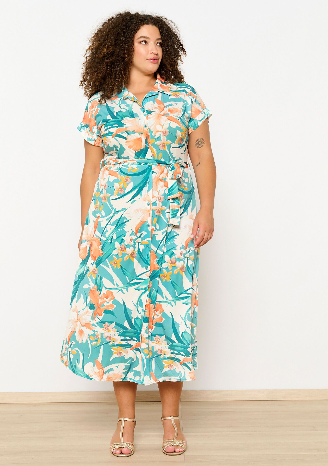 Hemdjurk met bladerprint, undefined - BLUE LAGOON - undefined