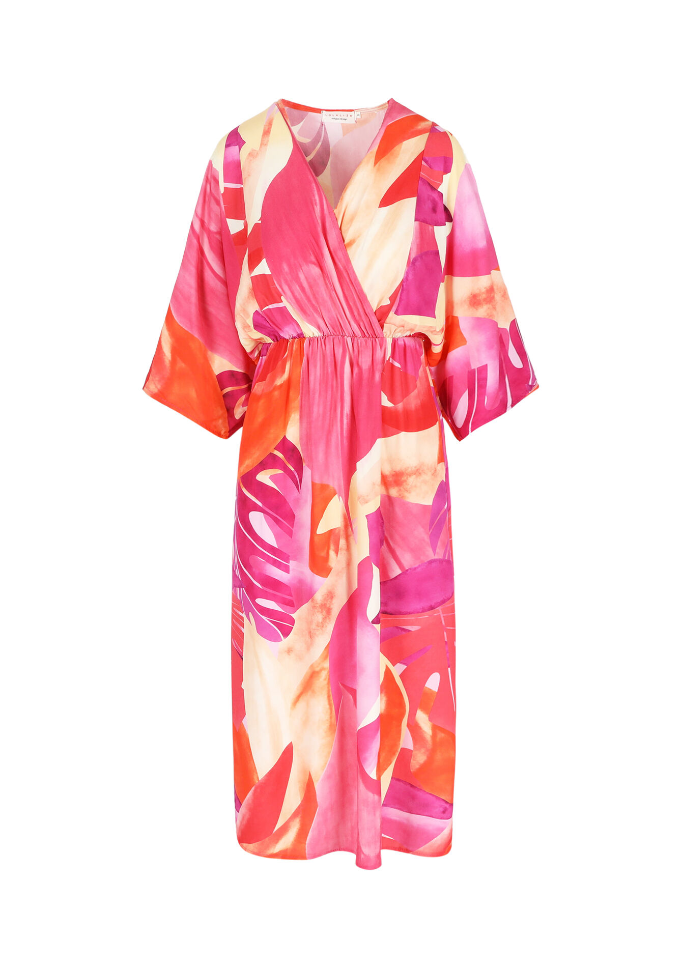 Maxi dress with tropical print, Maxi dress with tropical print - ORANGE BRIGHT - 08103657_1255
