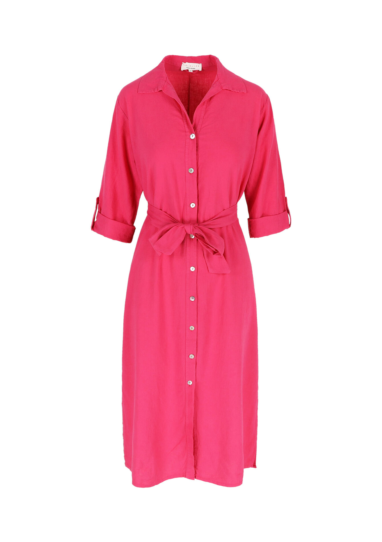 Robe-chemise en lin, Robe-chemise en lin - FUCHSIA - 08103687_5626