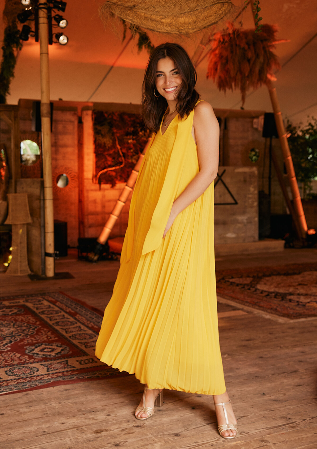 Maxi dress with pleated detail, undefined - YELLOW SUN - undefined