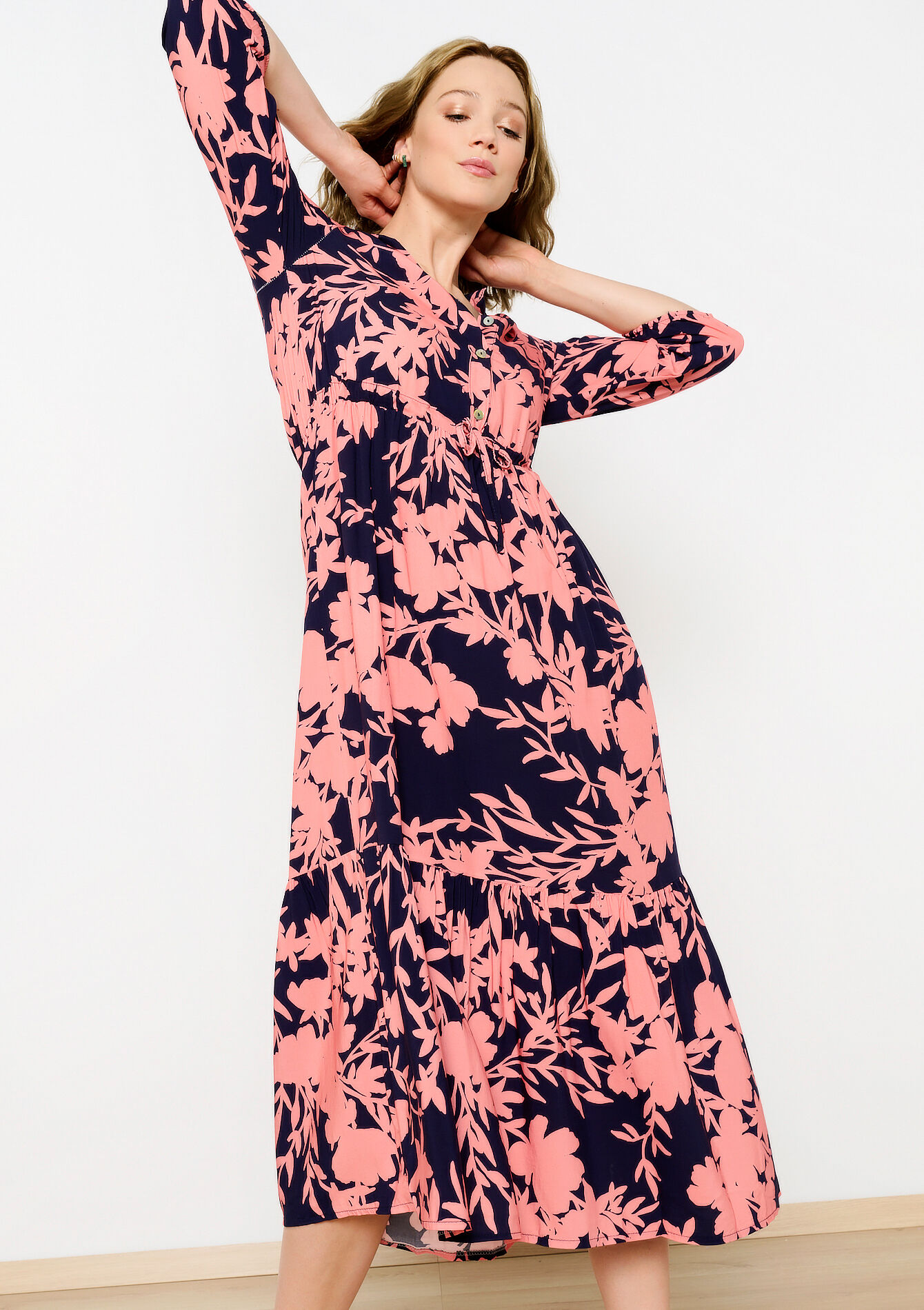 Maxi-jurk met bloemenprint, Maxi-jurk met bloemenprint, , back